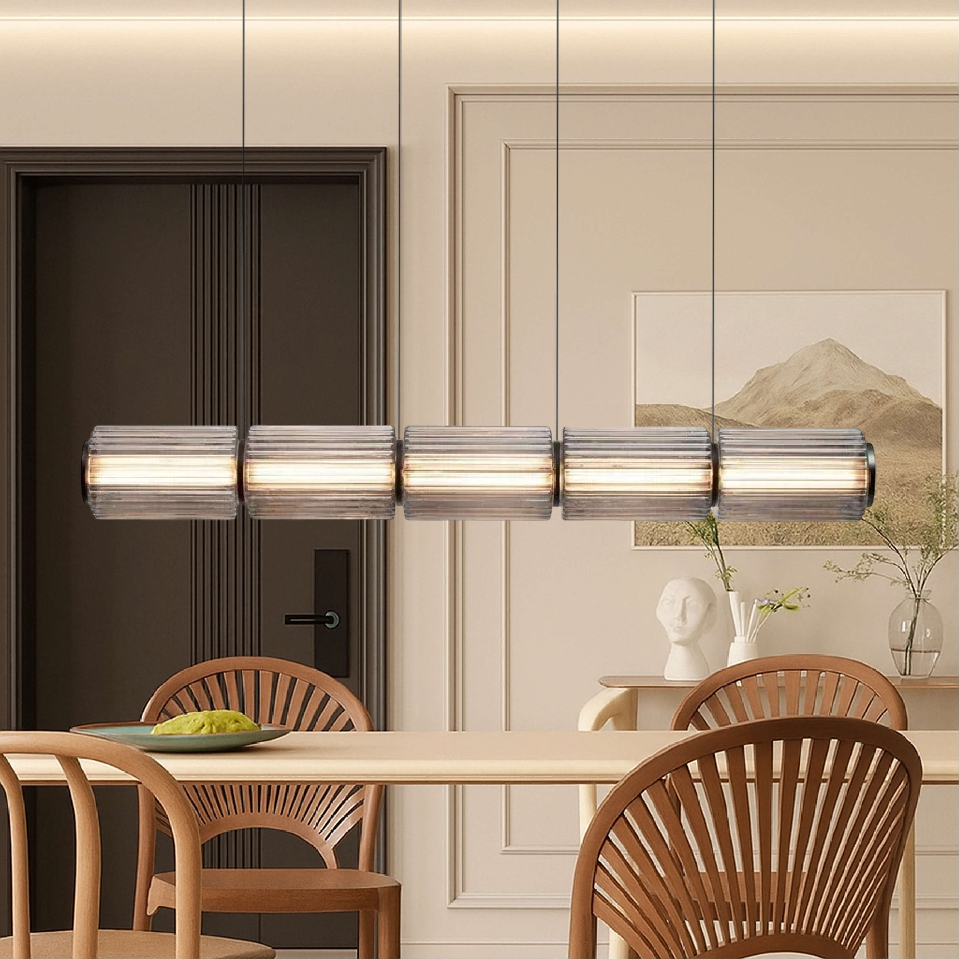 Cylindryczna szklana lampa wisząca
