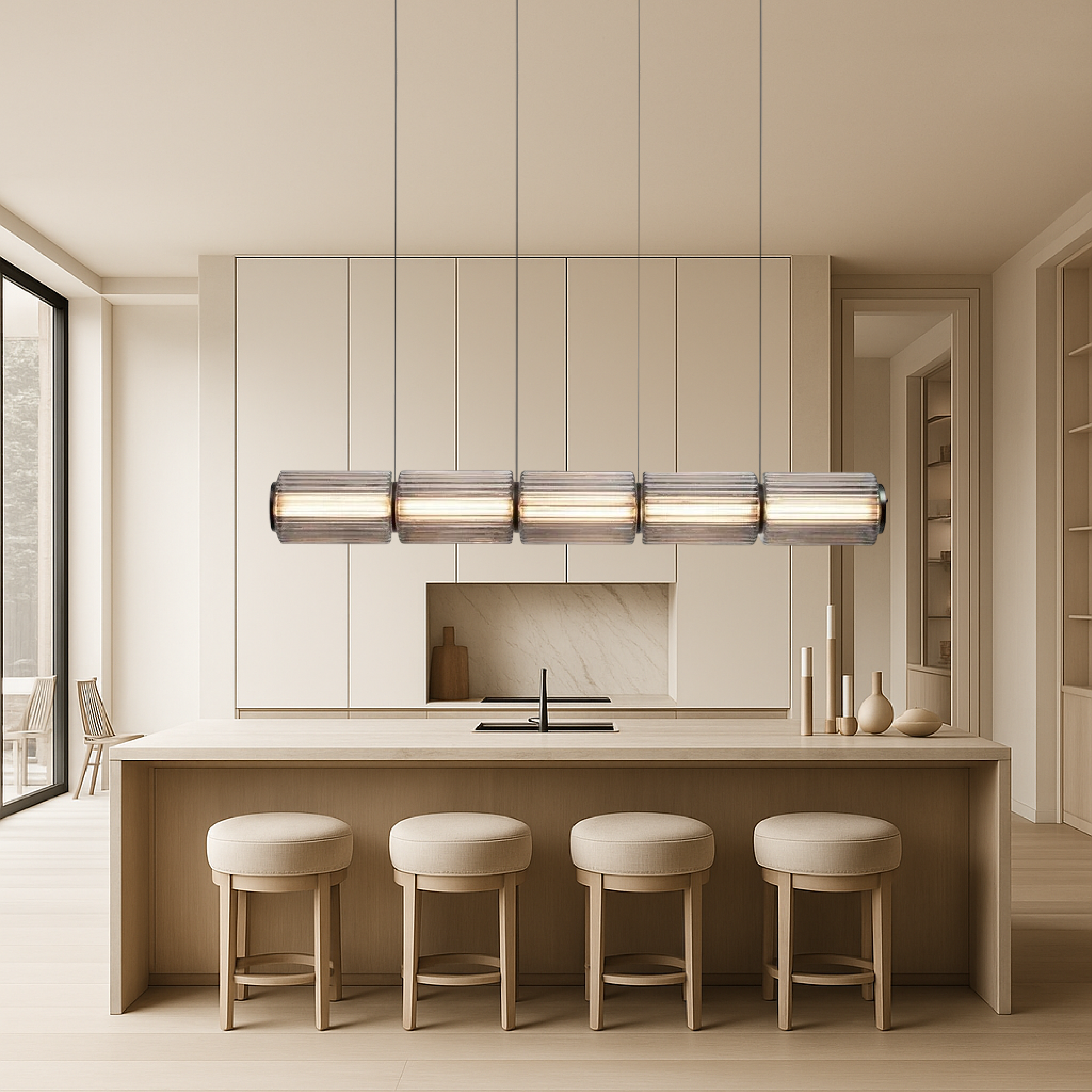 Cylindryczna szklana lampa wisząca