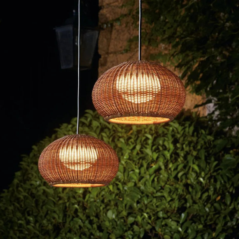 Zewnętrzna/wewnętrzna bambusowa lampa wisząca