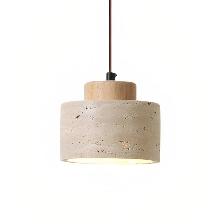 Lampa wisząca z kamienia trawertynowego