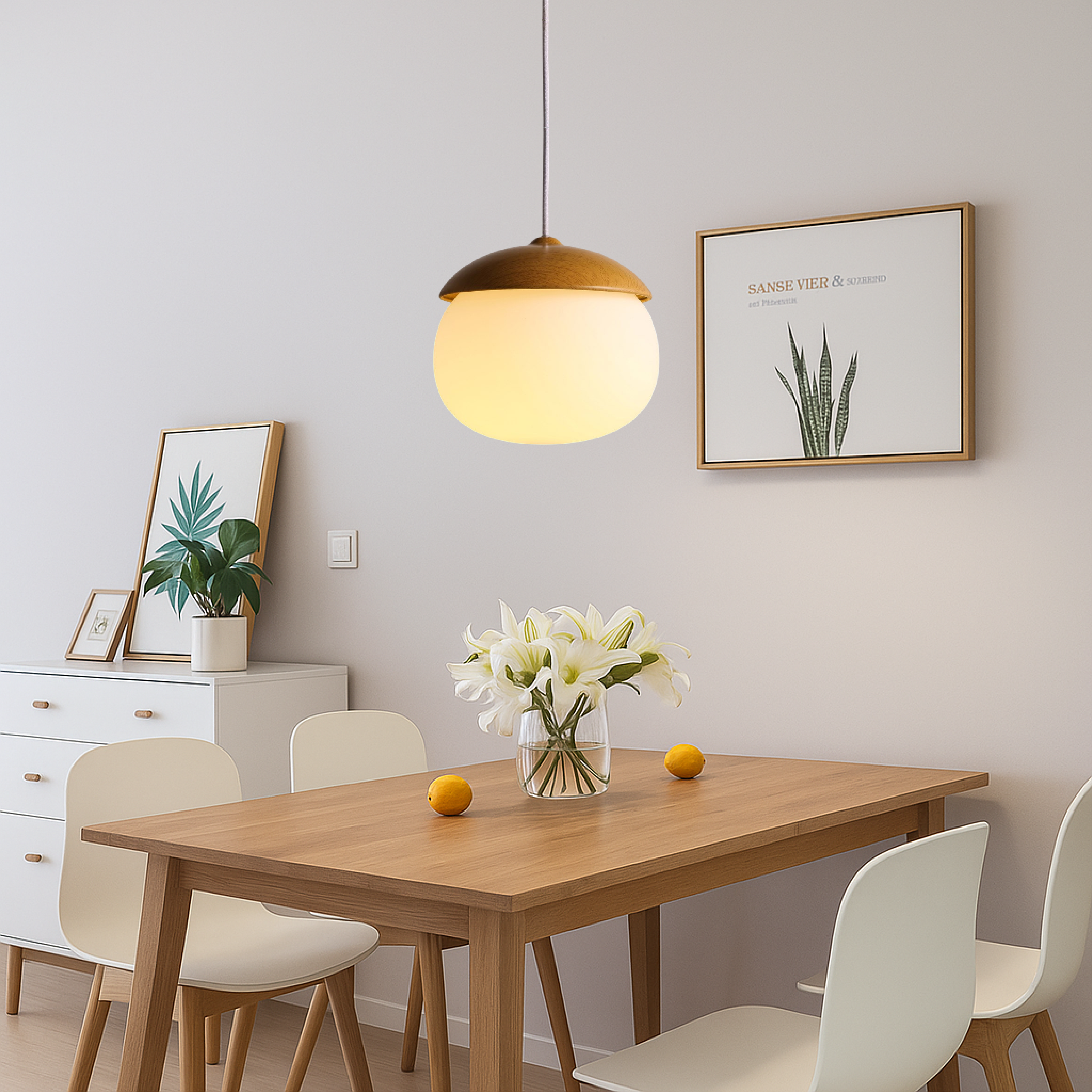 Drewniana lampa wisząca Nordic