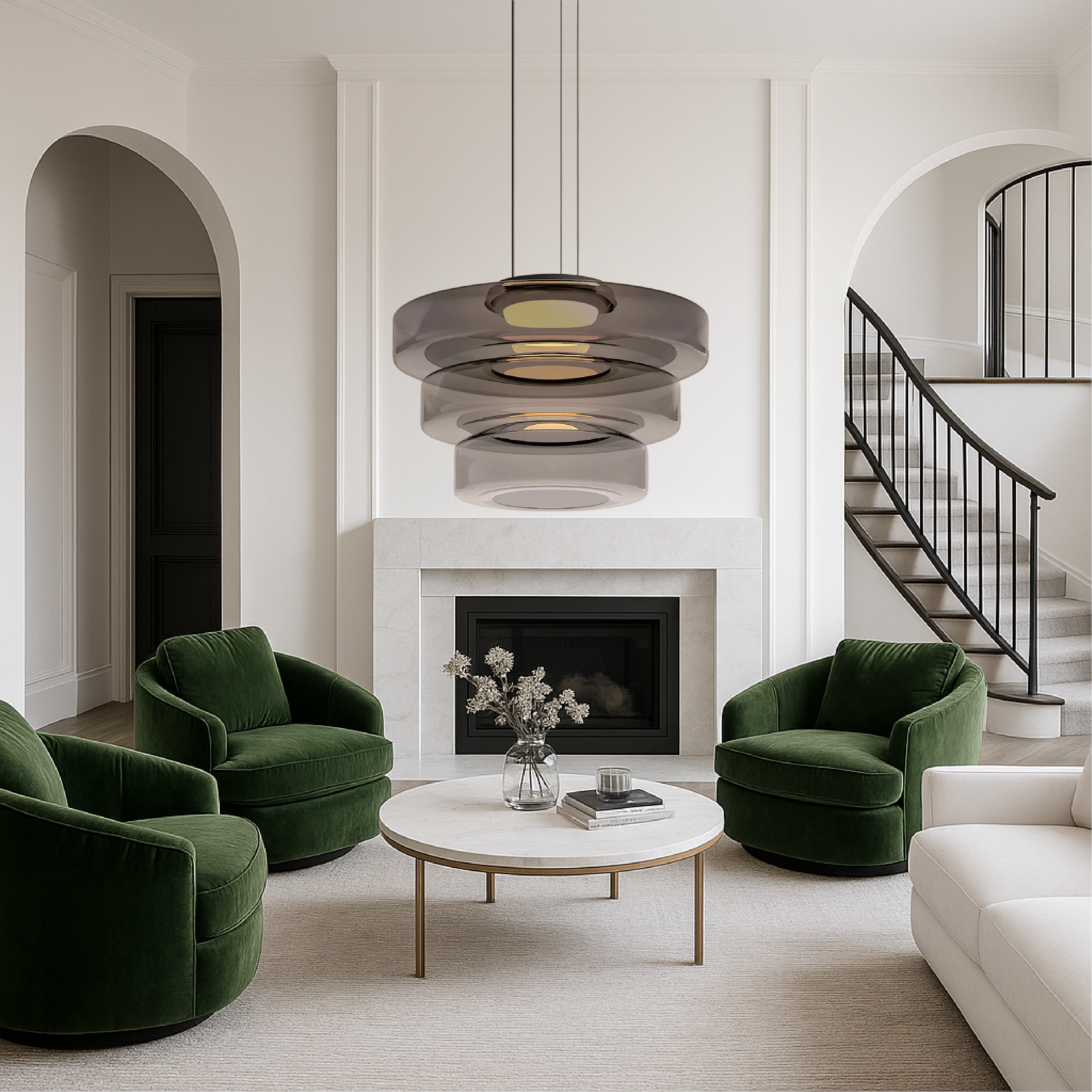 Duńska szklana lampa wisząca Bauhaus