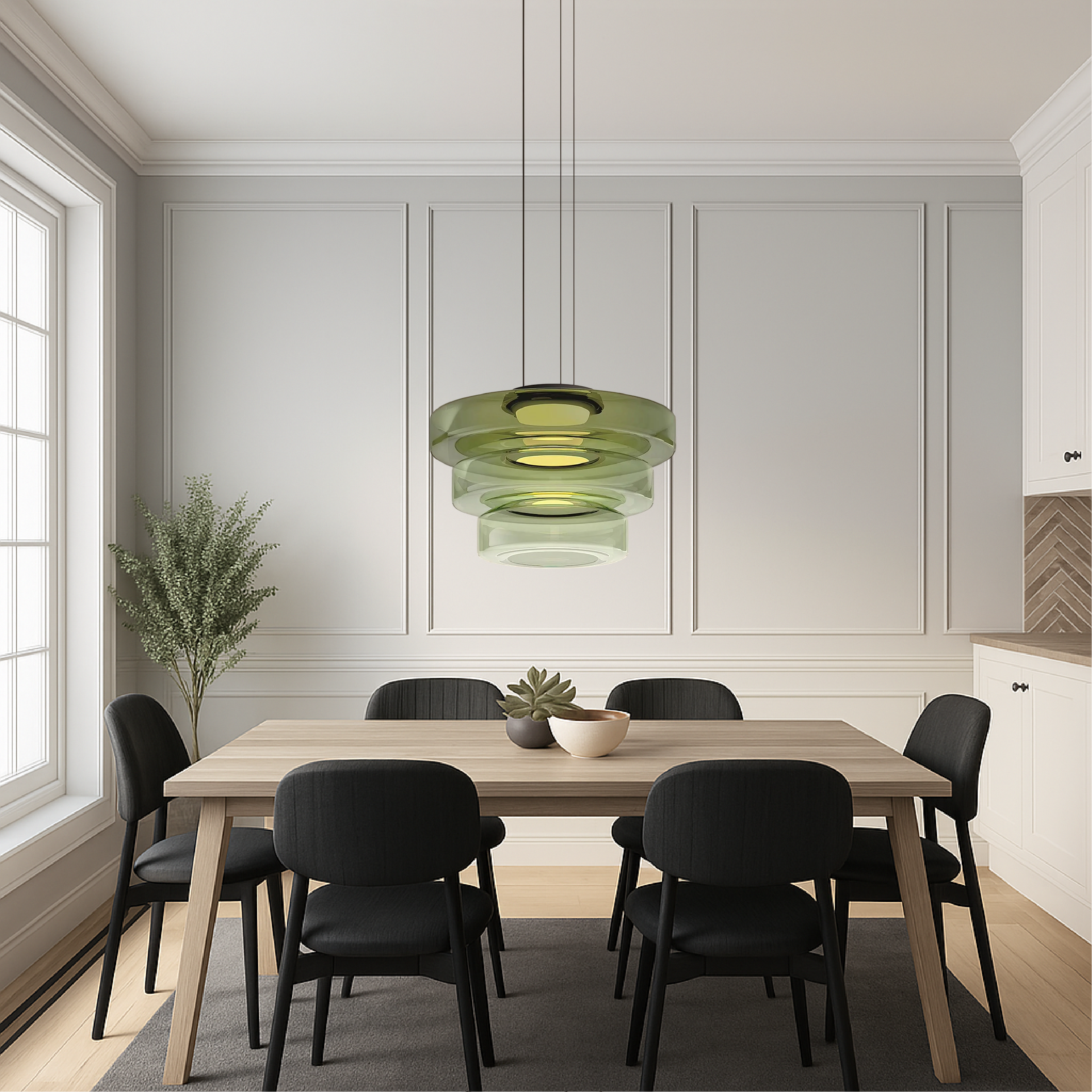 Duńska szklana lampa wisząca Bauhaus