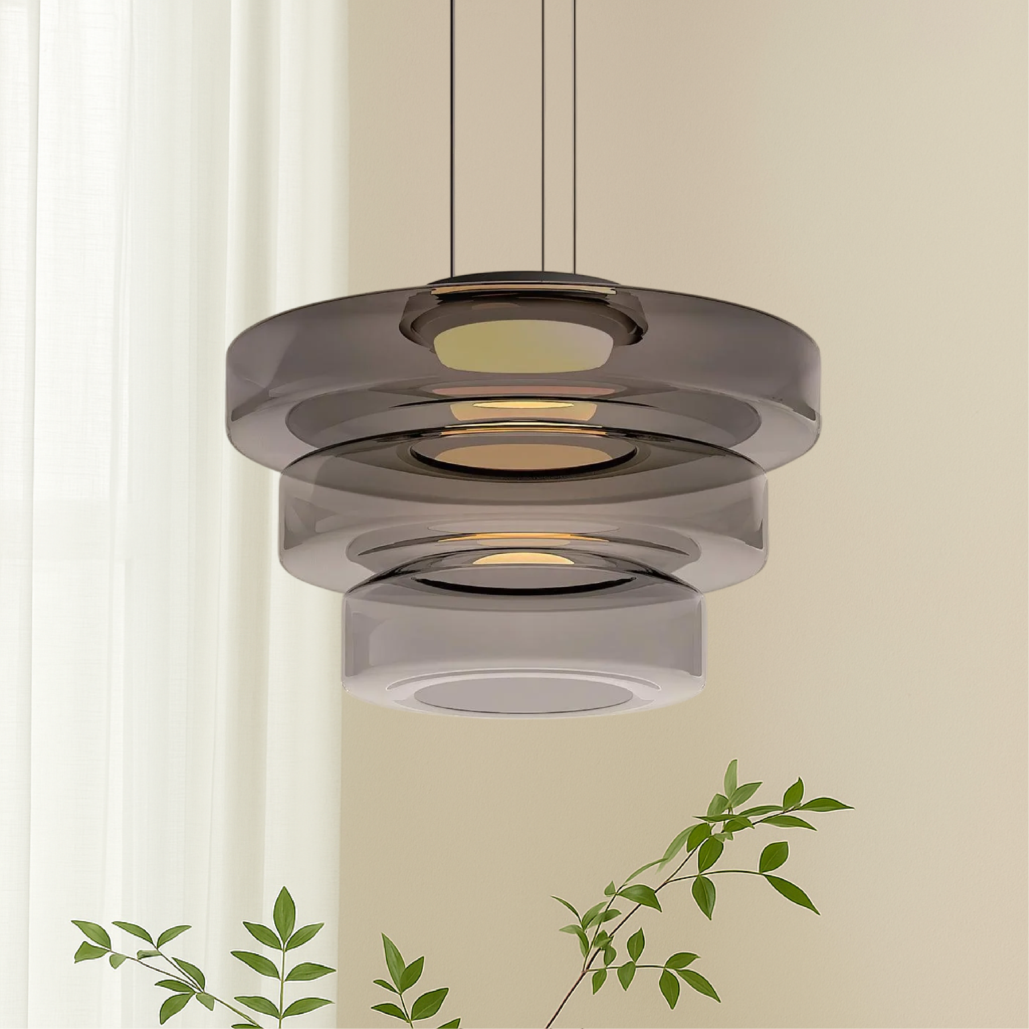 Duńska szklana lampa wisząca Bauhaus