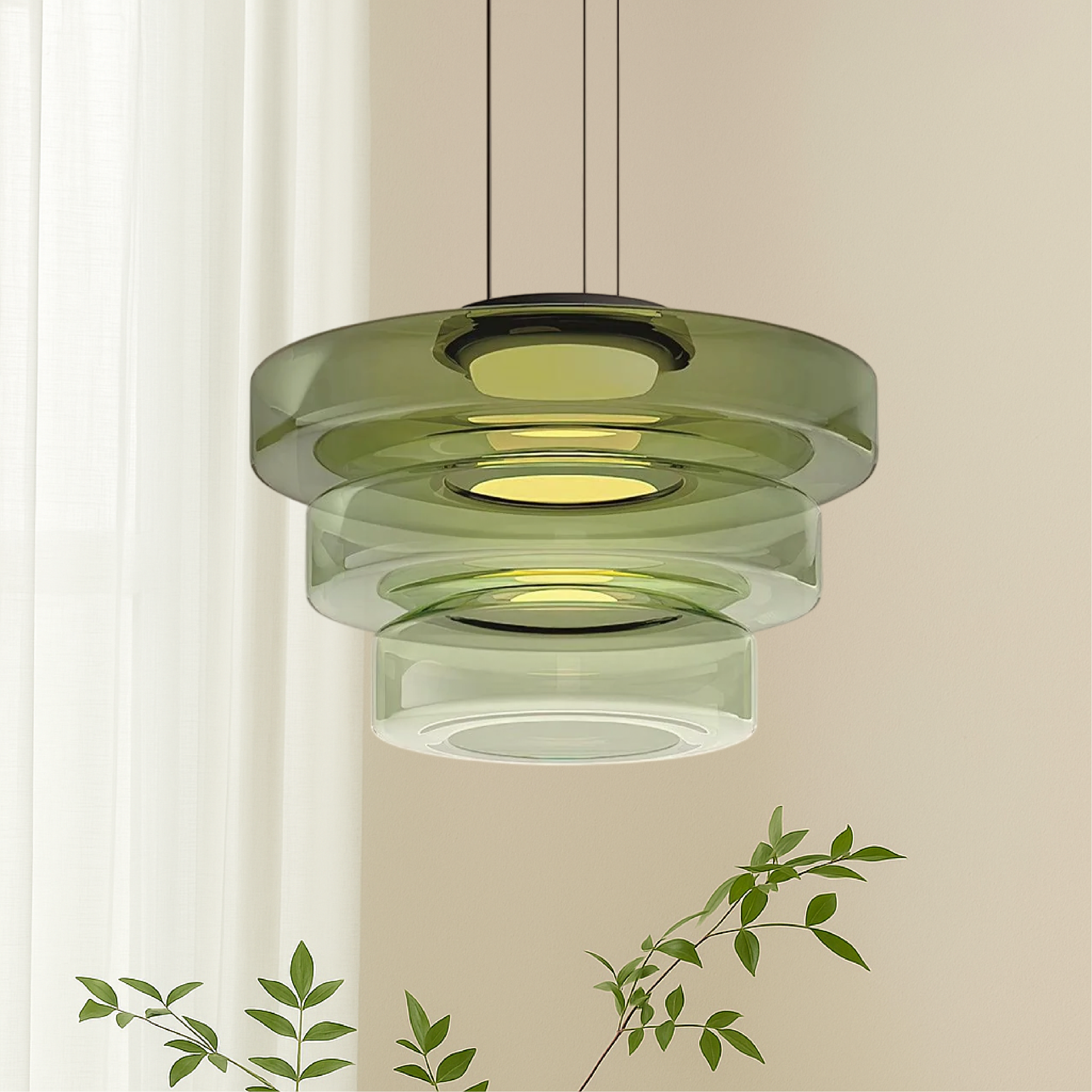 Duńska szklana lampa wisząca Bauhaus