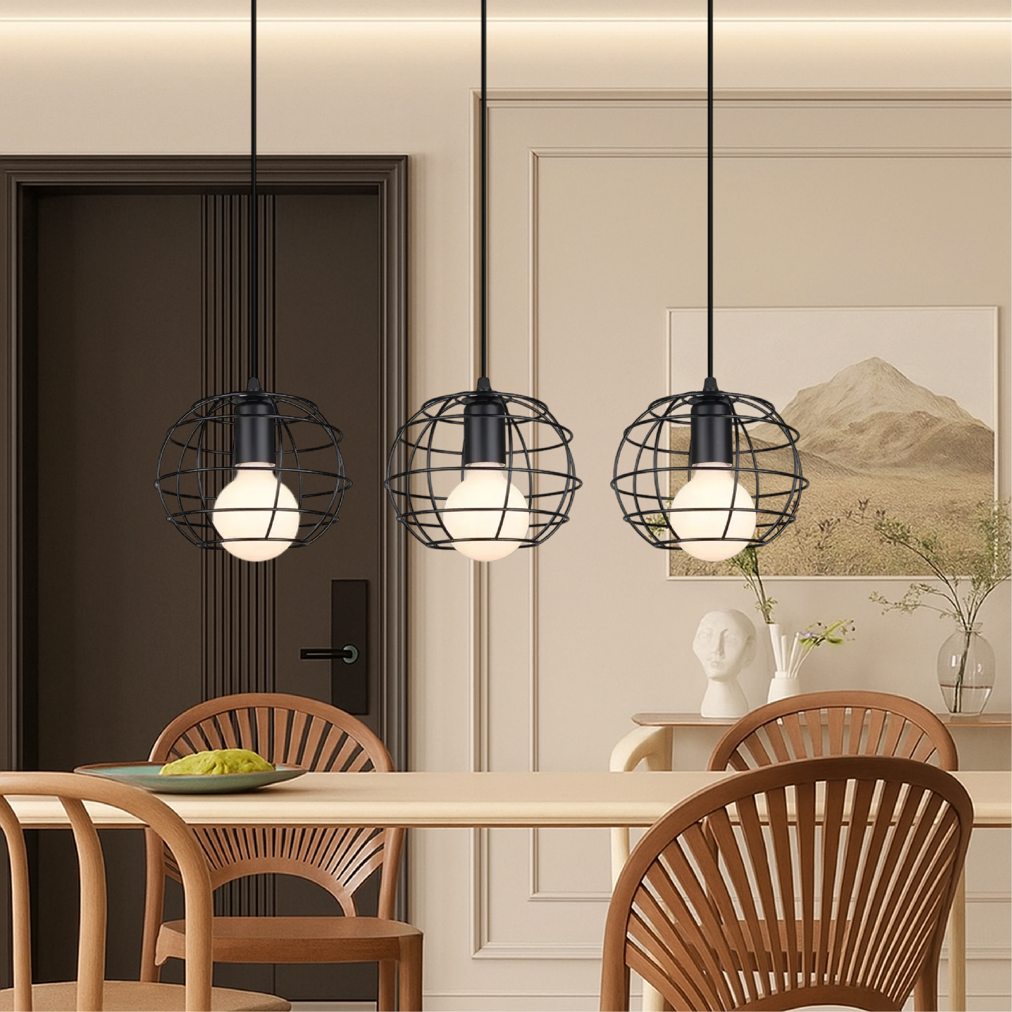 Lampa wisząca z 3 głowicami do stołu jadalnego Nuo
