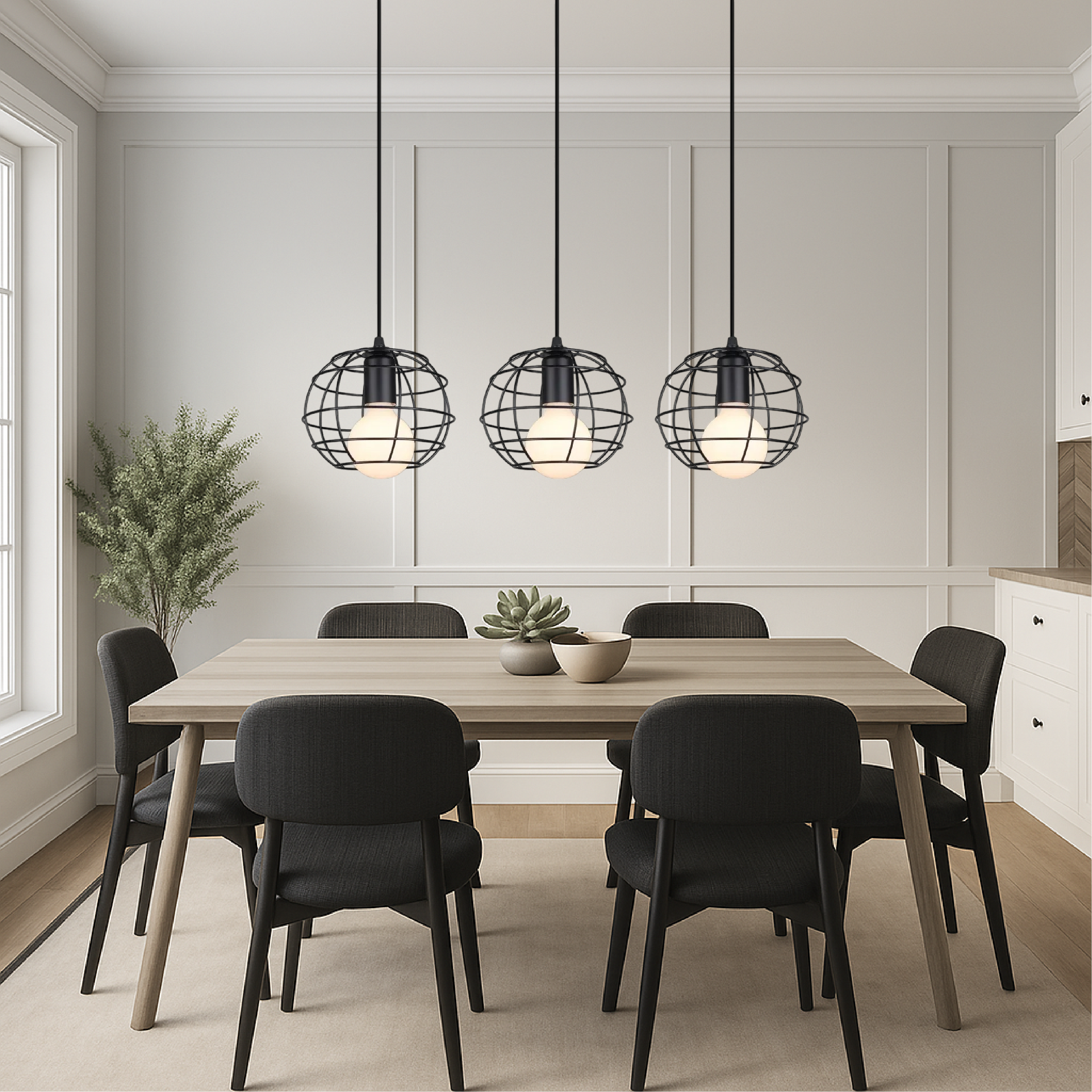 Lampa wisząca z 3 głowicami do stołu jadalnego Nuo