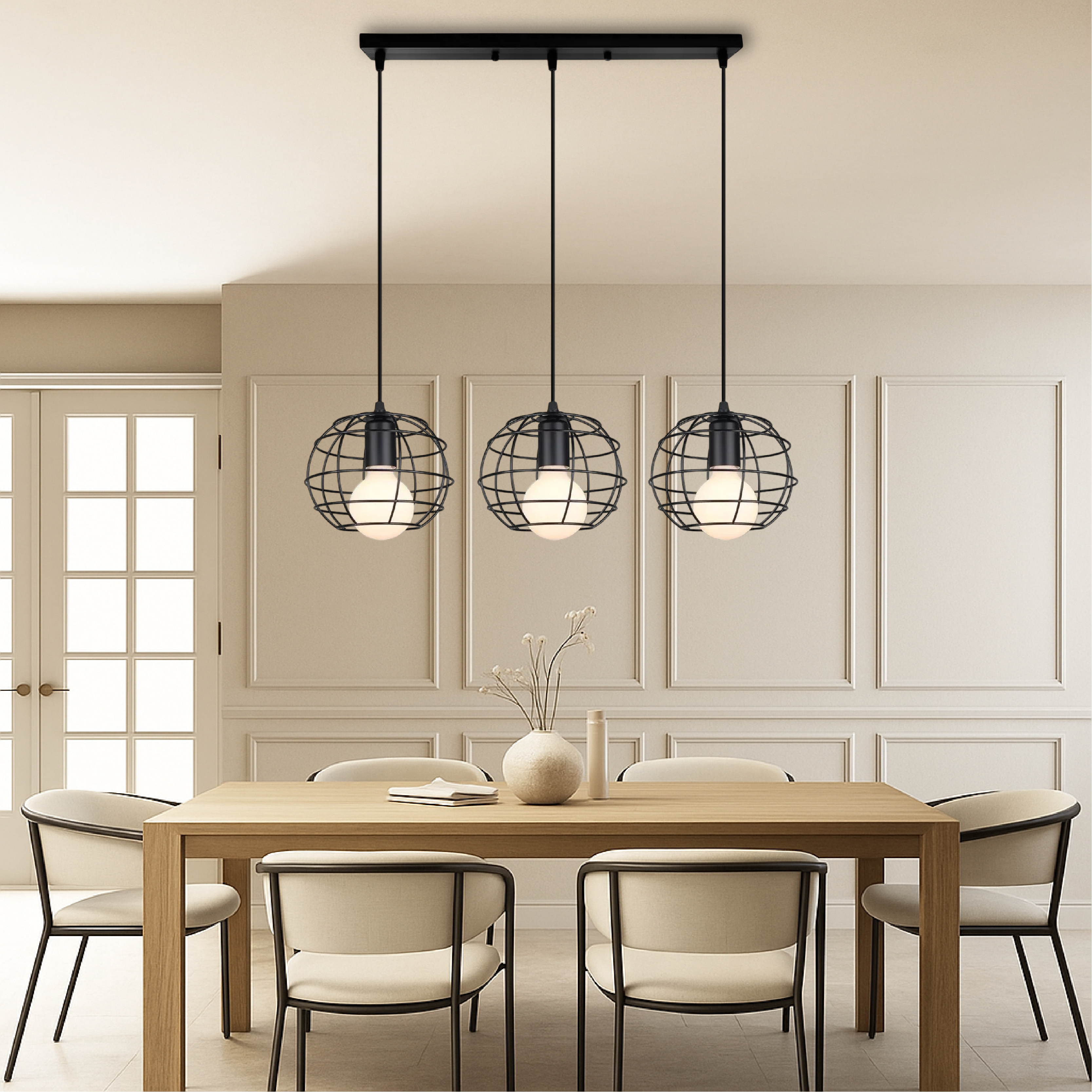 Lampa wisząca z 3 głowicami do stołu jadalnego Nuo
