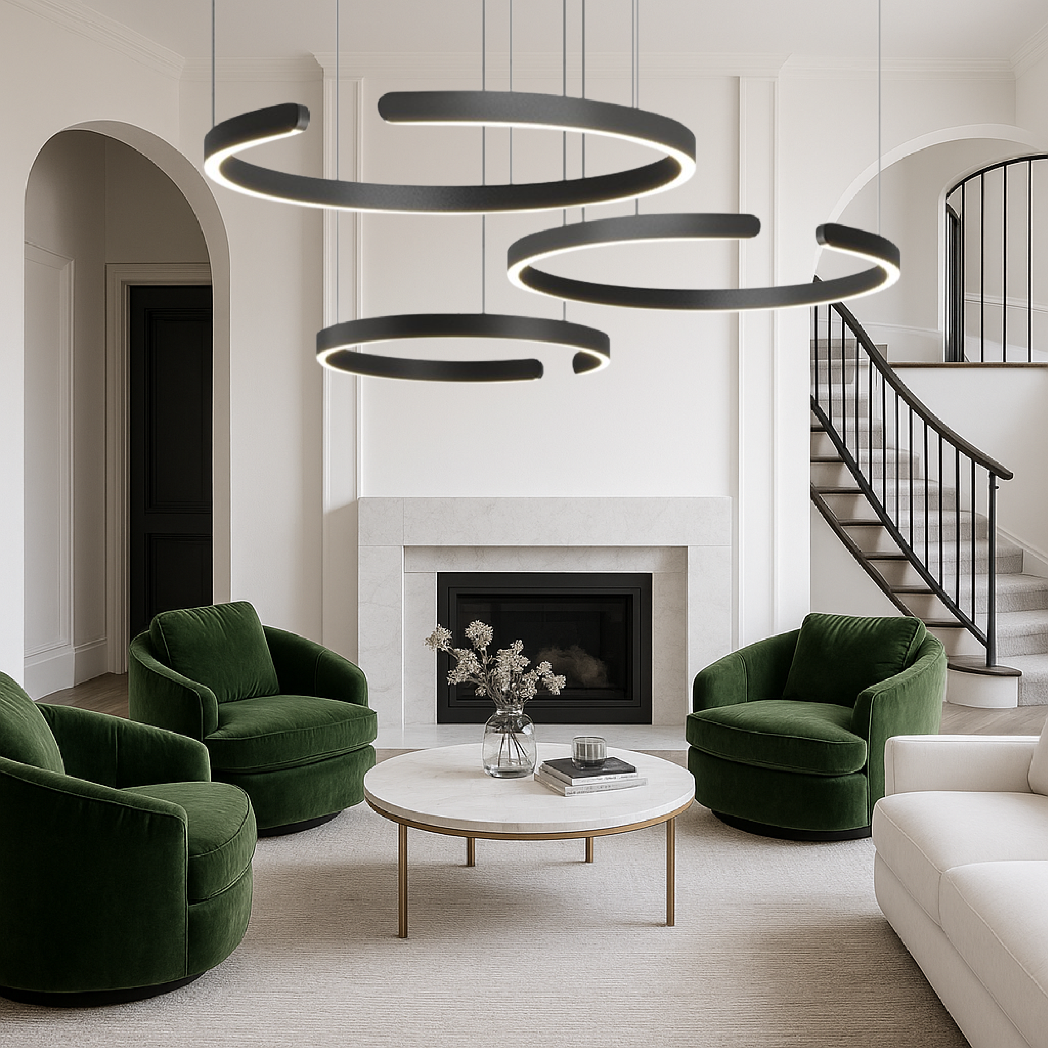 Lampa wisząca Nordic z 3 pierścieniami
