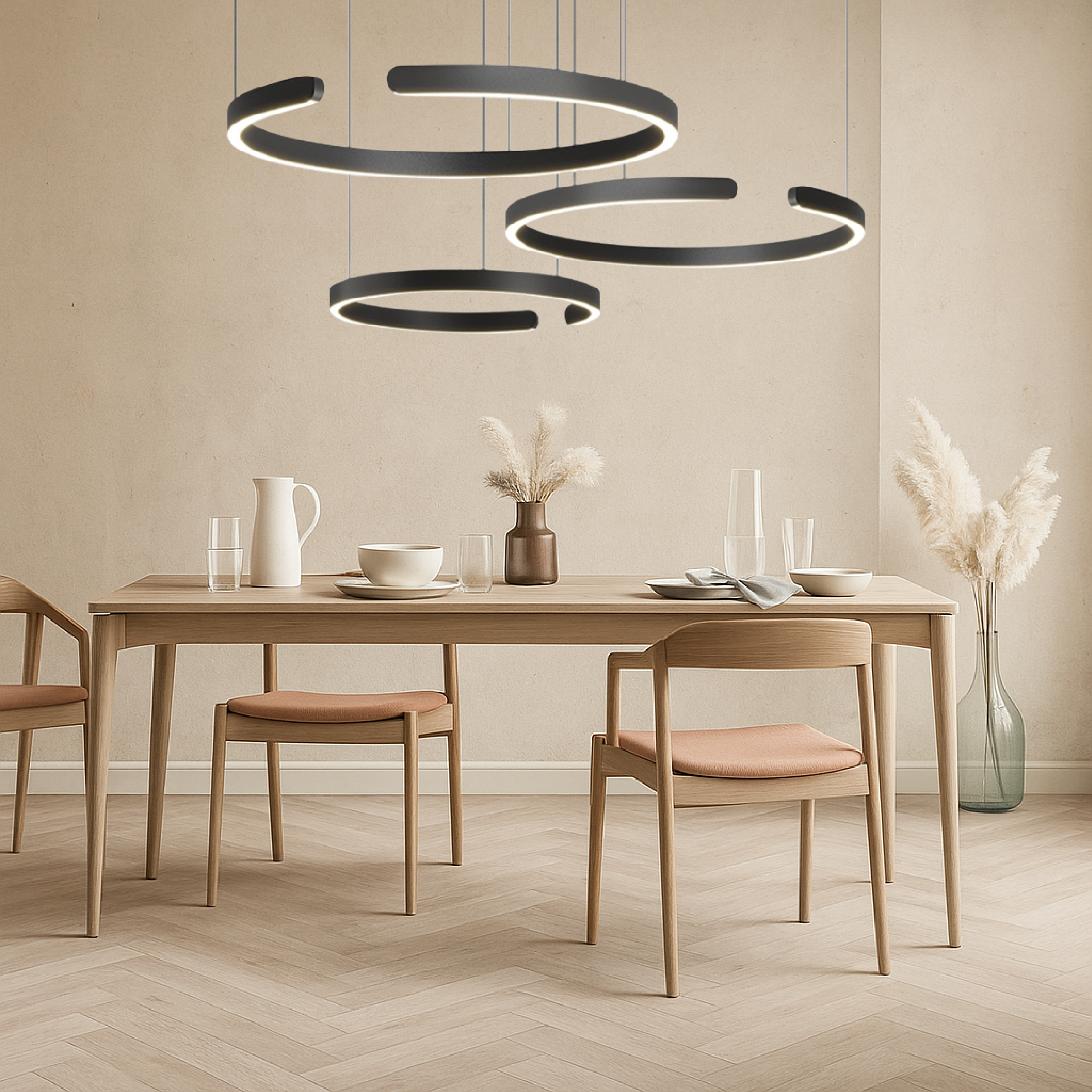 Lampa wisząca Nordic z 3 pierścieniami