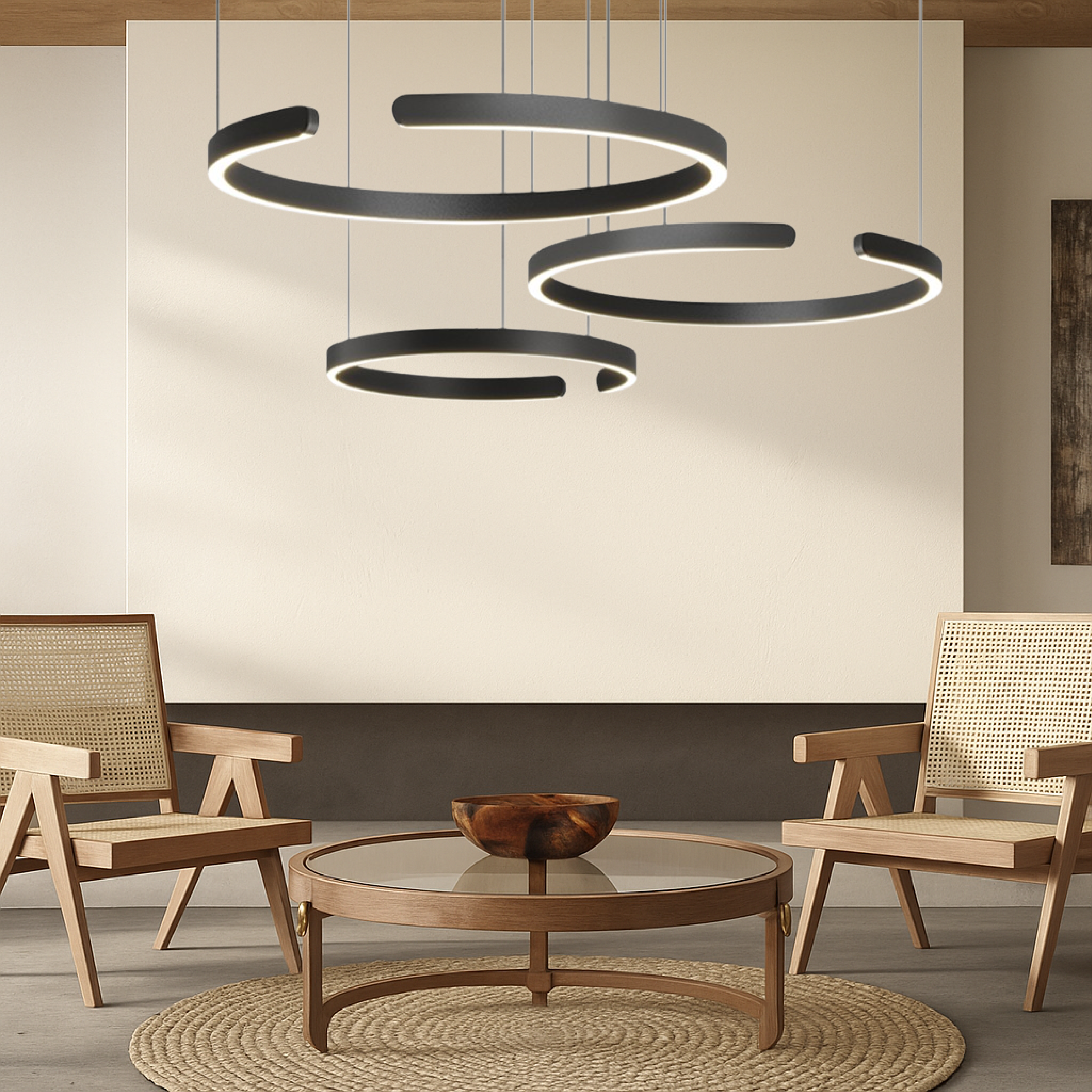 Lampa wisząca Nordic z 3 pierścieniami
