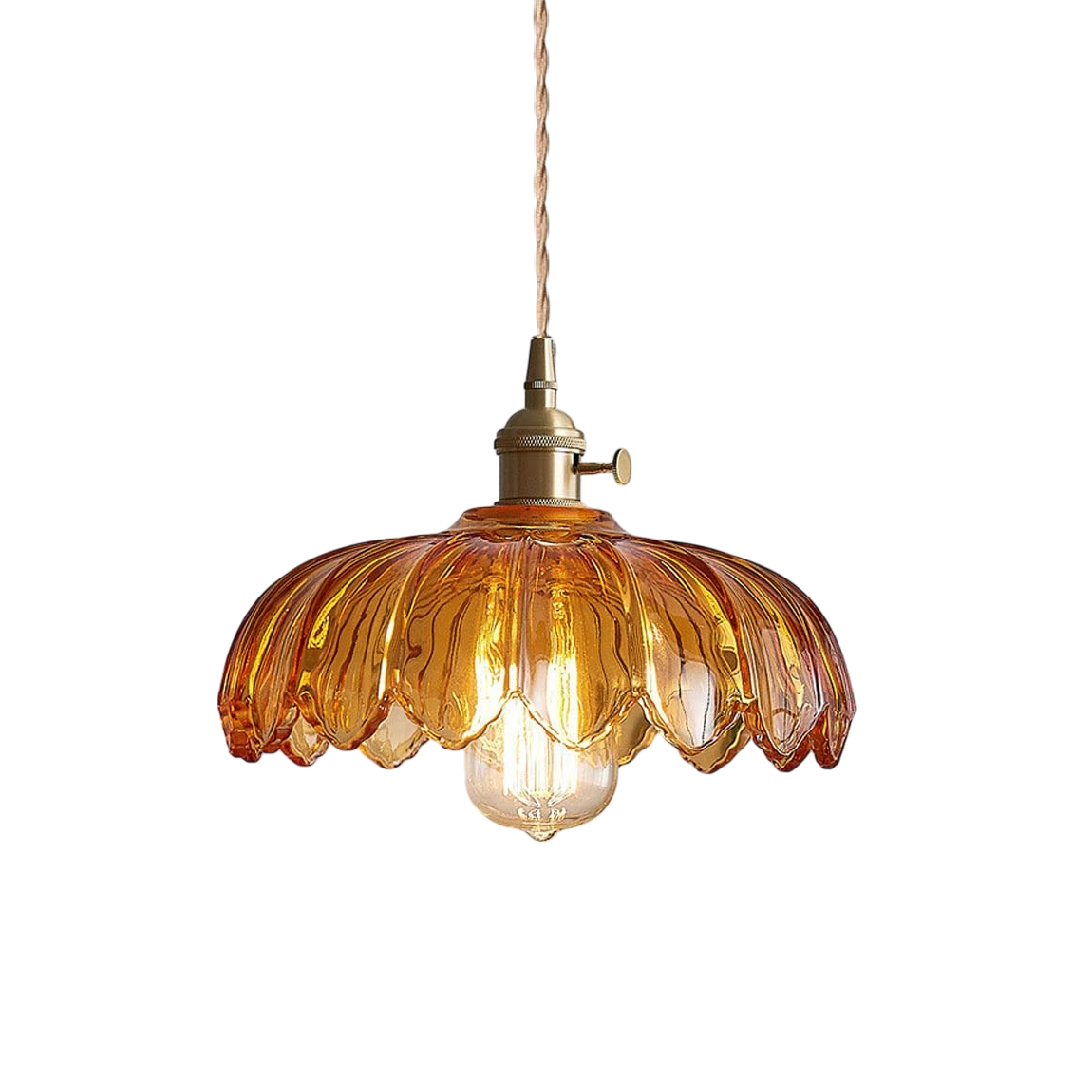 Szklana lampa wisząca w kształcie kwiatu