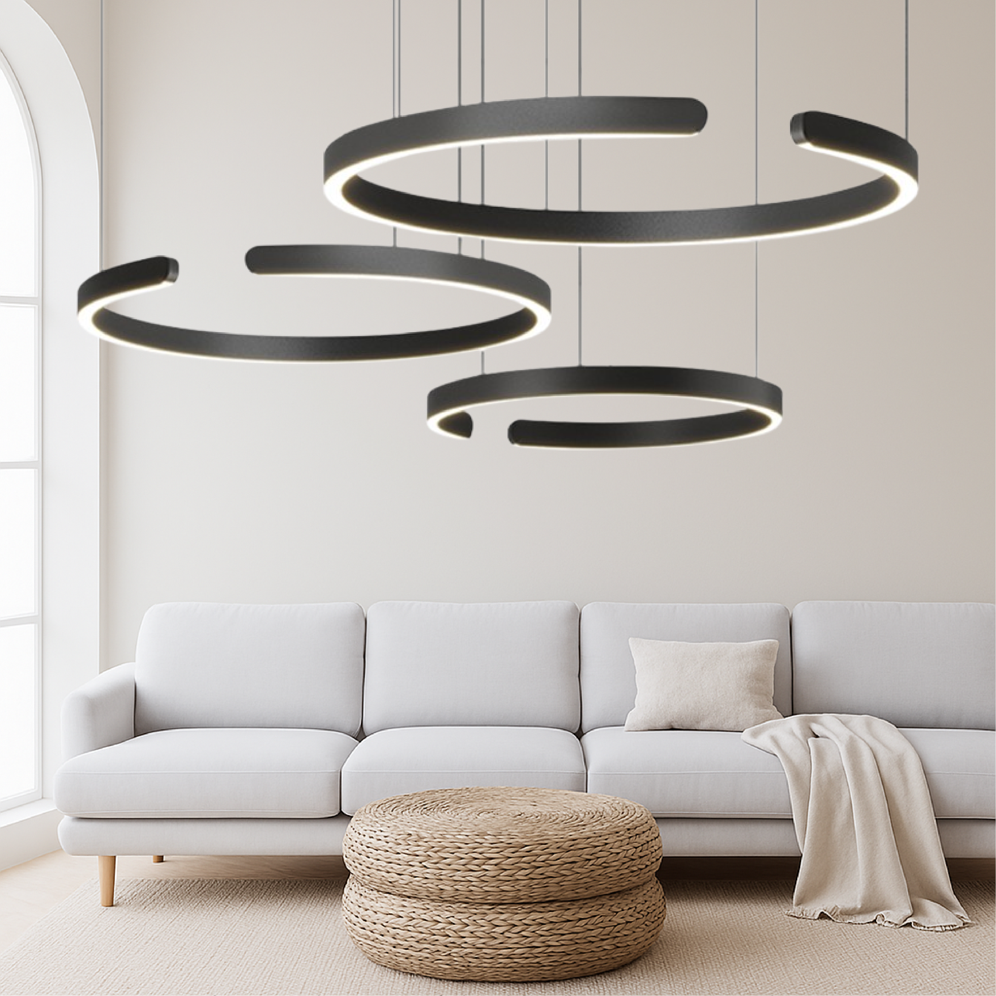 Lampa wisząca Nordic z 3 pierścieniami