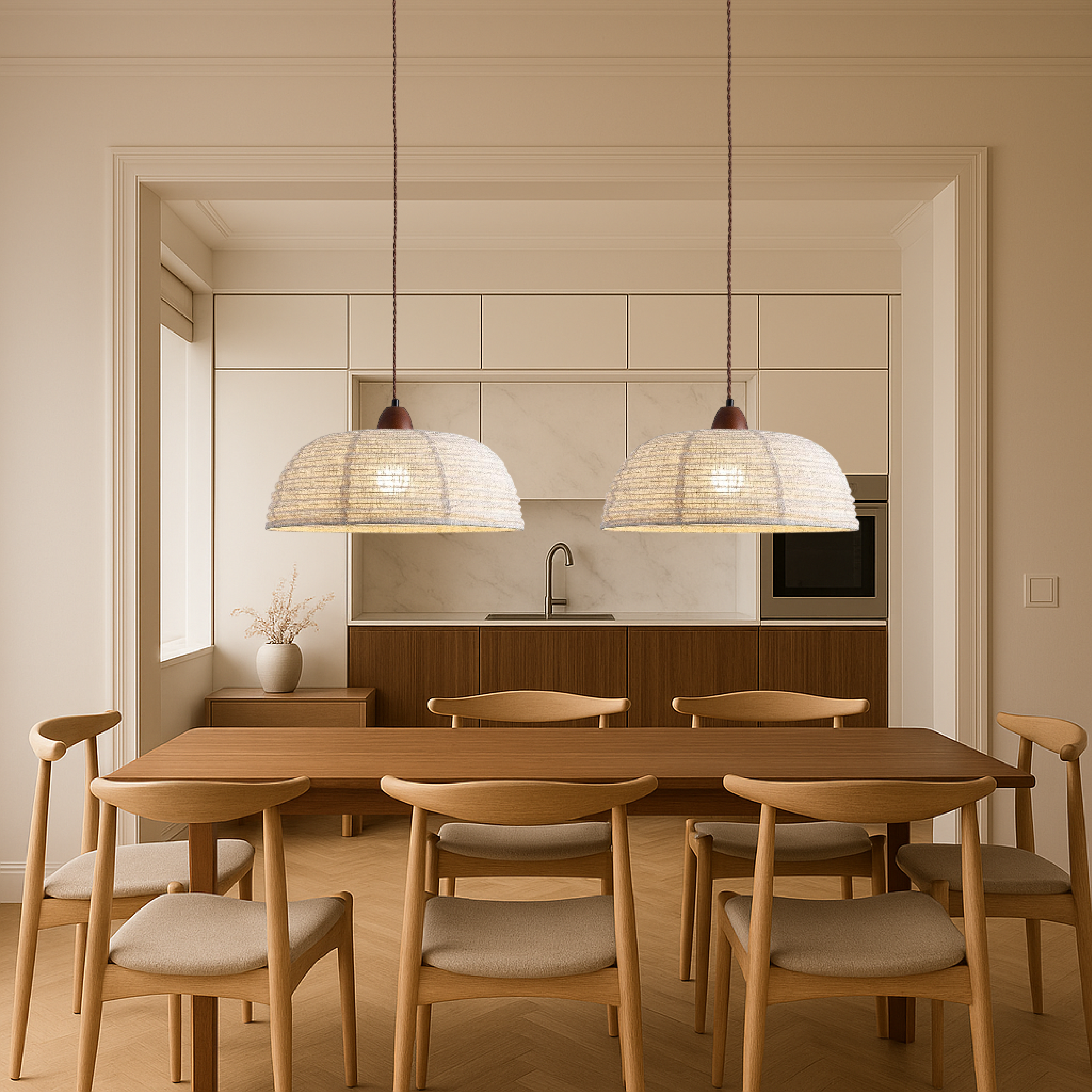 Lampa wisząca z tkaniny