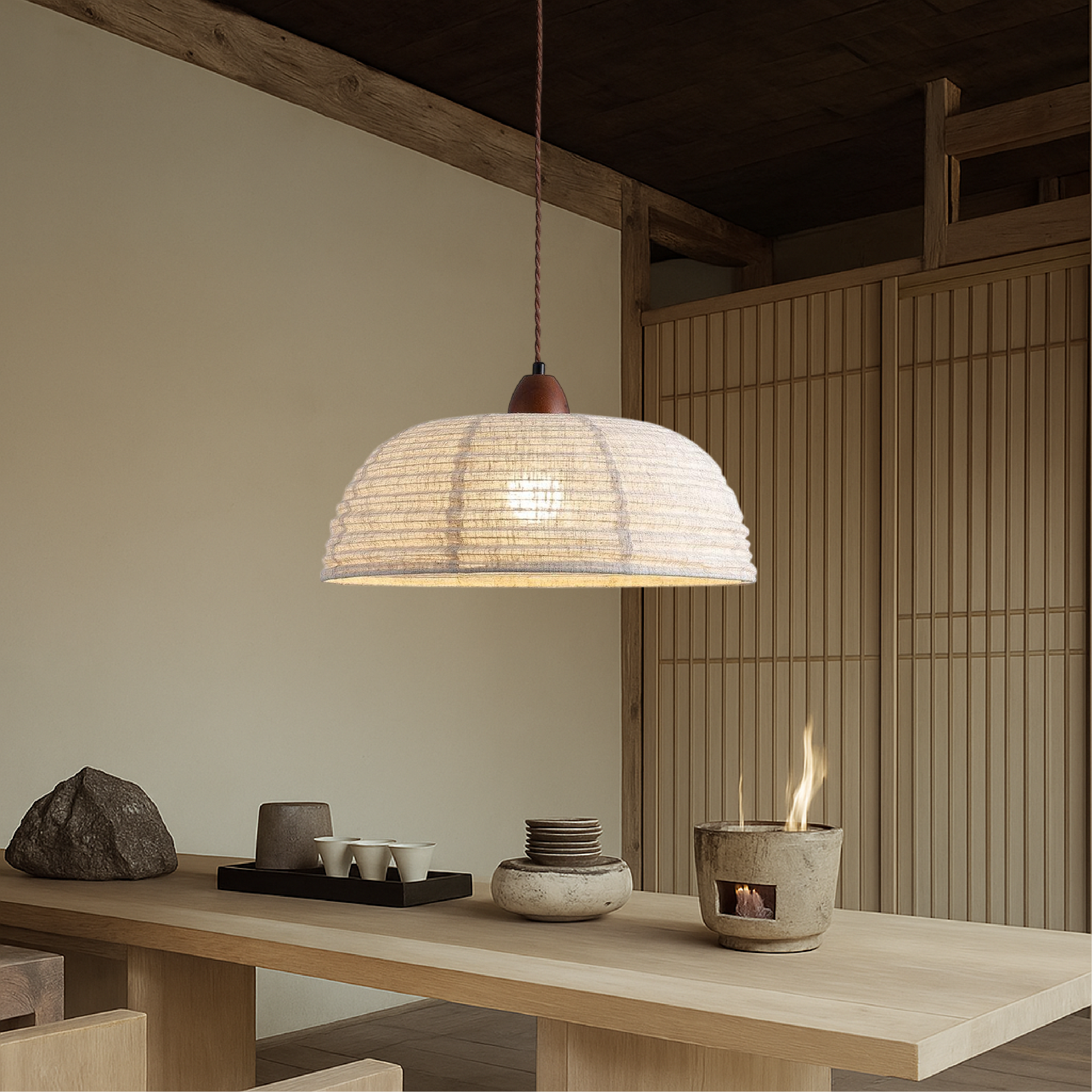 Lampa wisząca z tkaniny