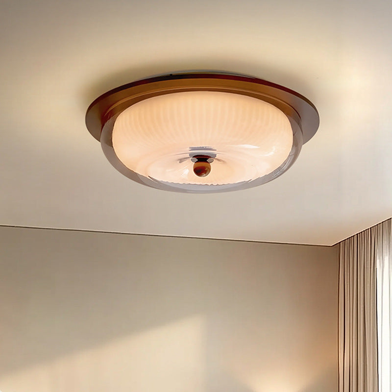 Lampa sufitowa ze szkła i drewna