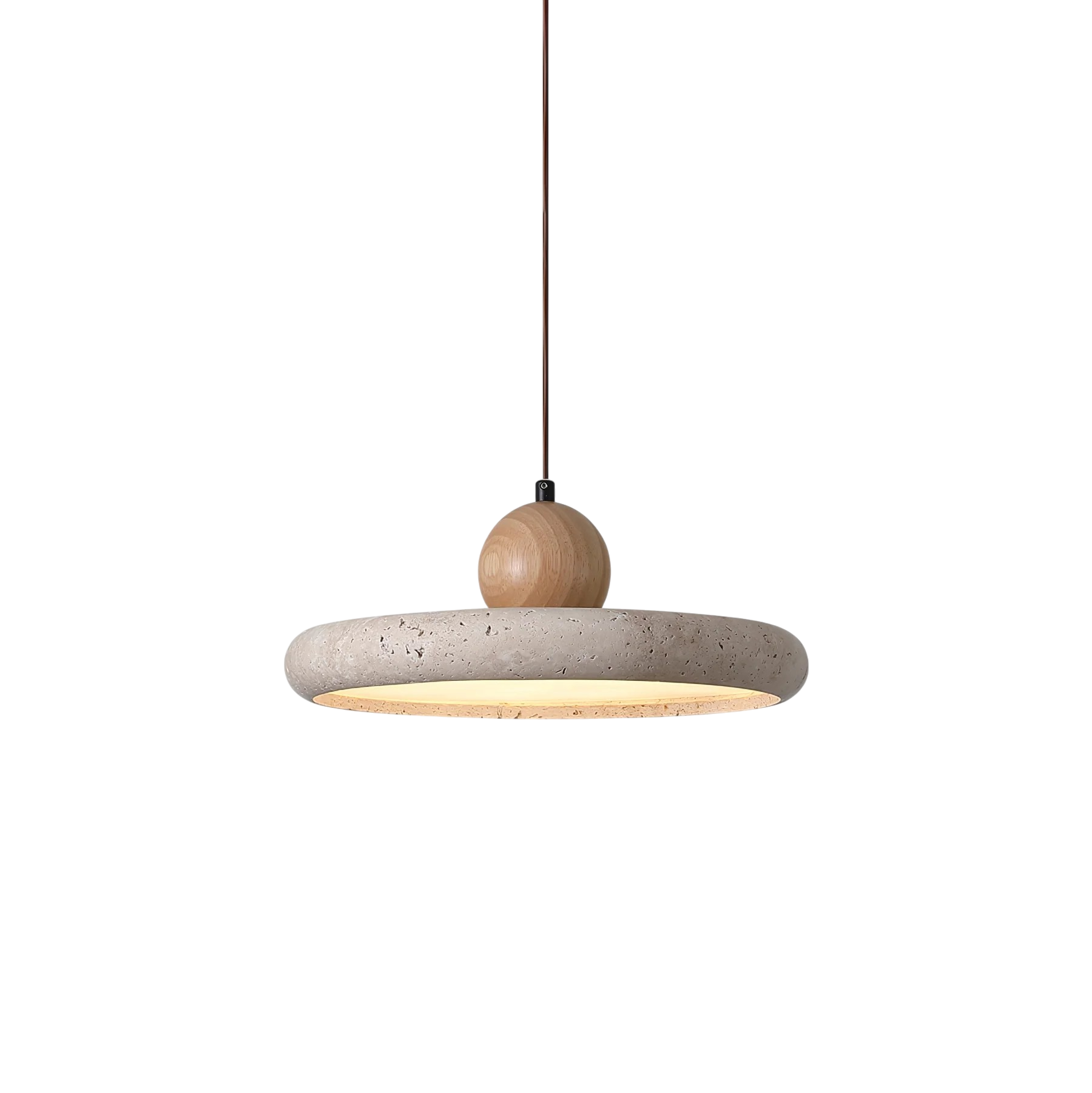 Lampa wisząca z drewna trawertynowego