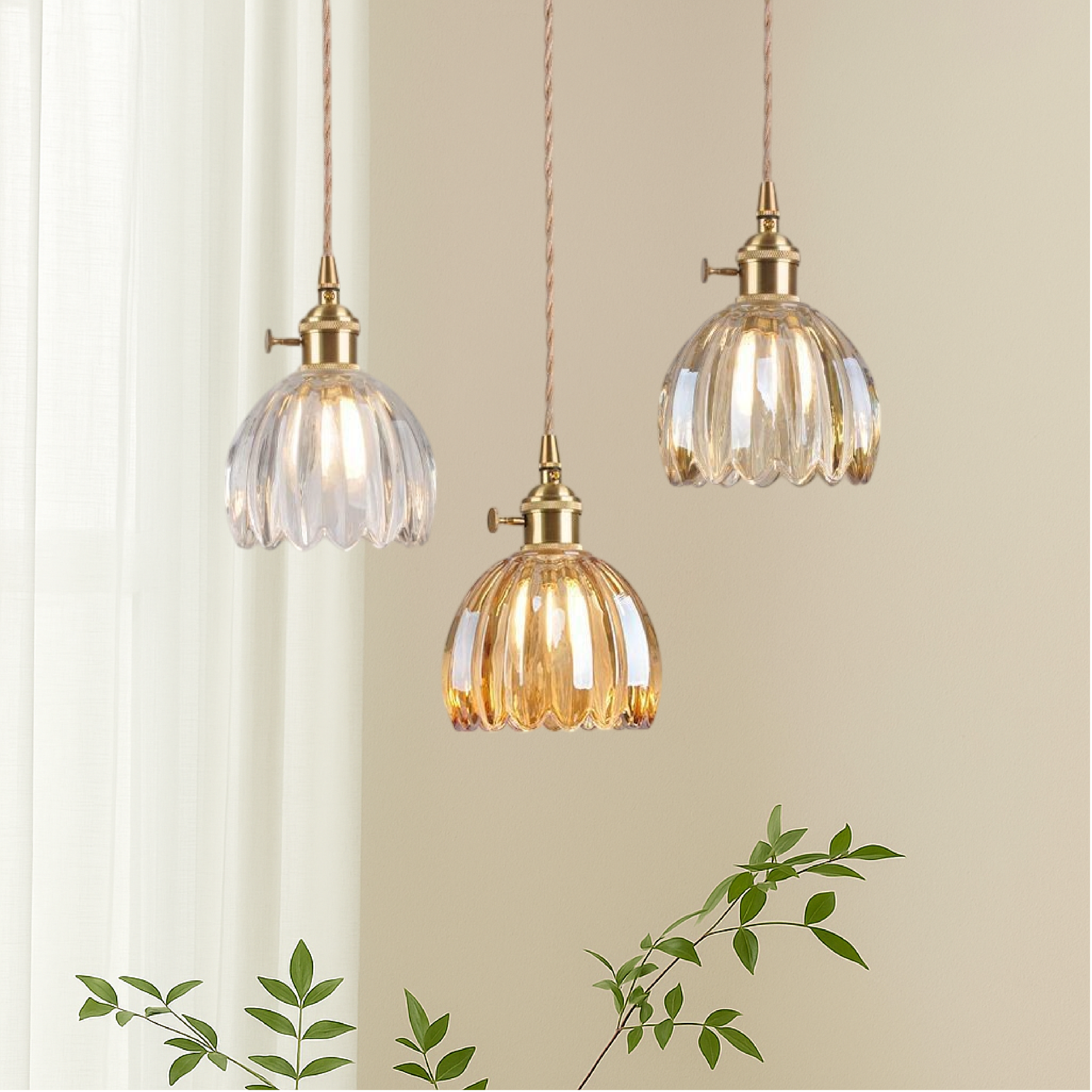 Japońska szklana lampa wisząca