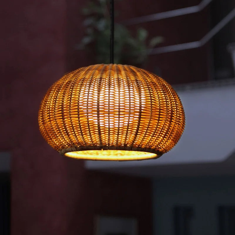Zewnętrzna/wewnętrzna bambusowa lampa wisząca