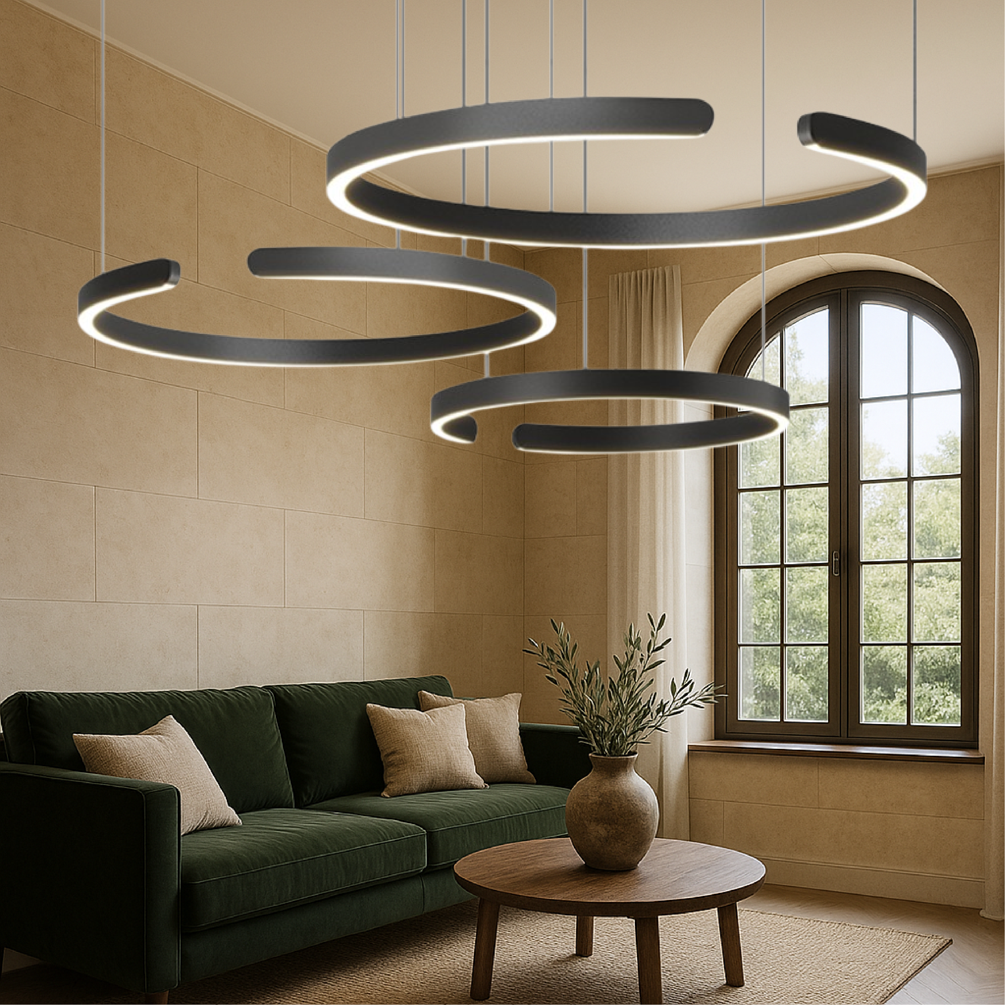 Lampa wisząca Nordic z 3 pierścieniami