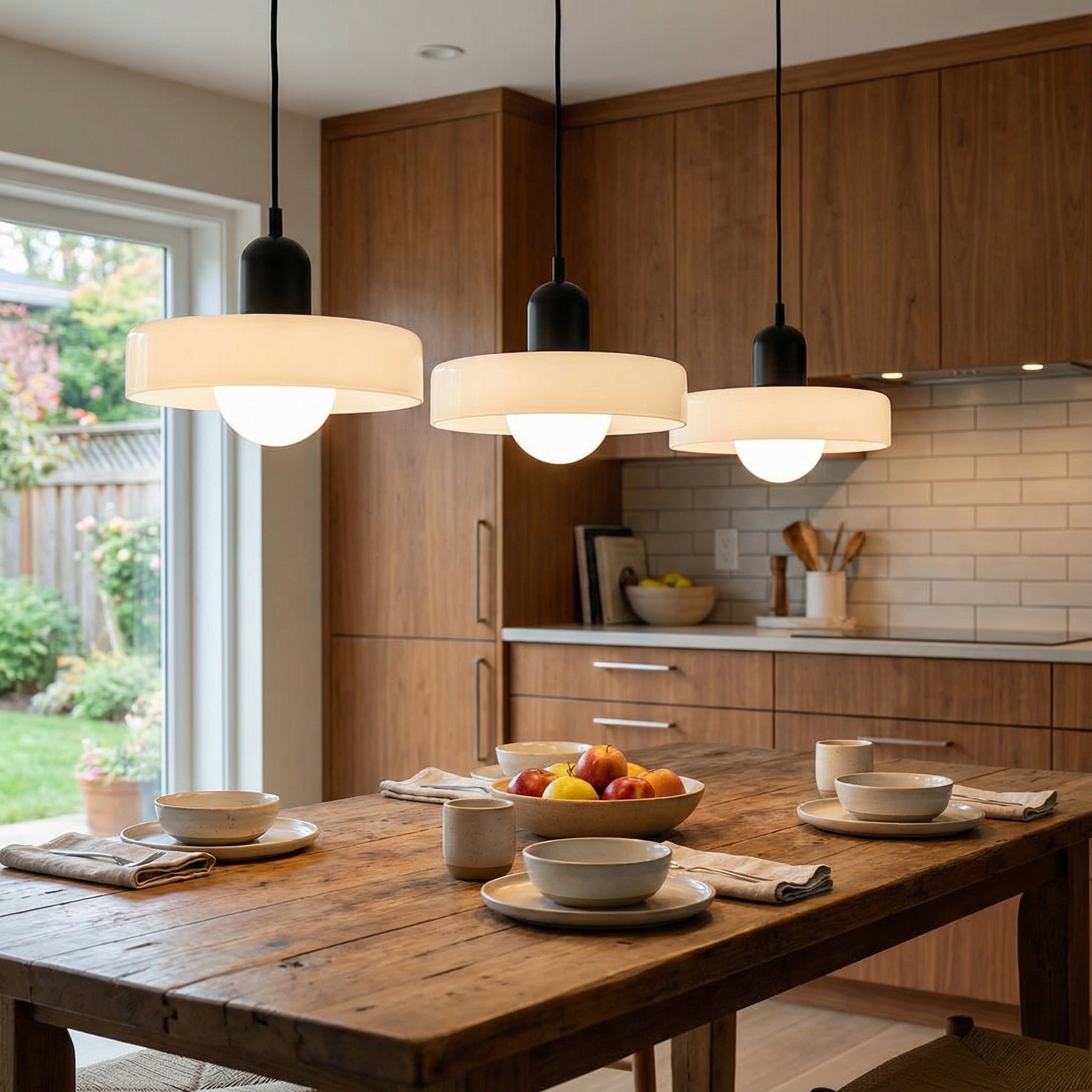 3-głowicowa lampa wisząca Bauhaus z kolorowego szkła