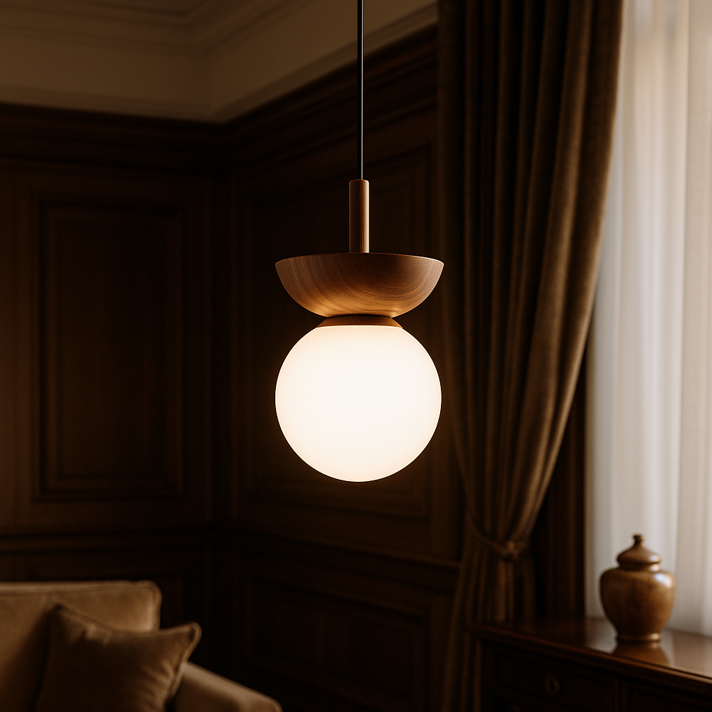 Drewniana lampa wisząca Japandi