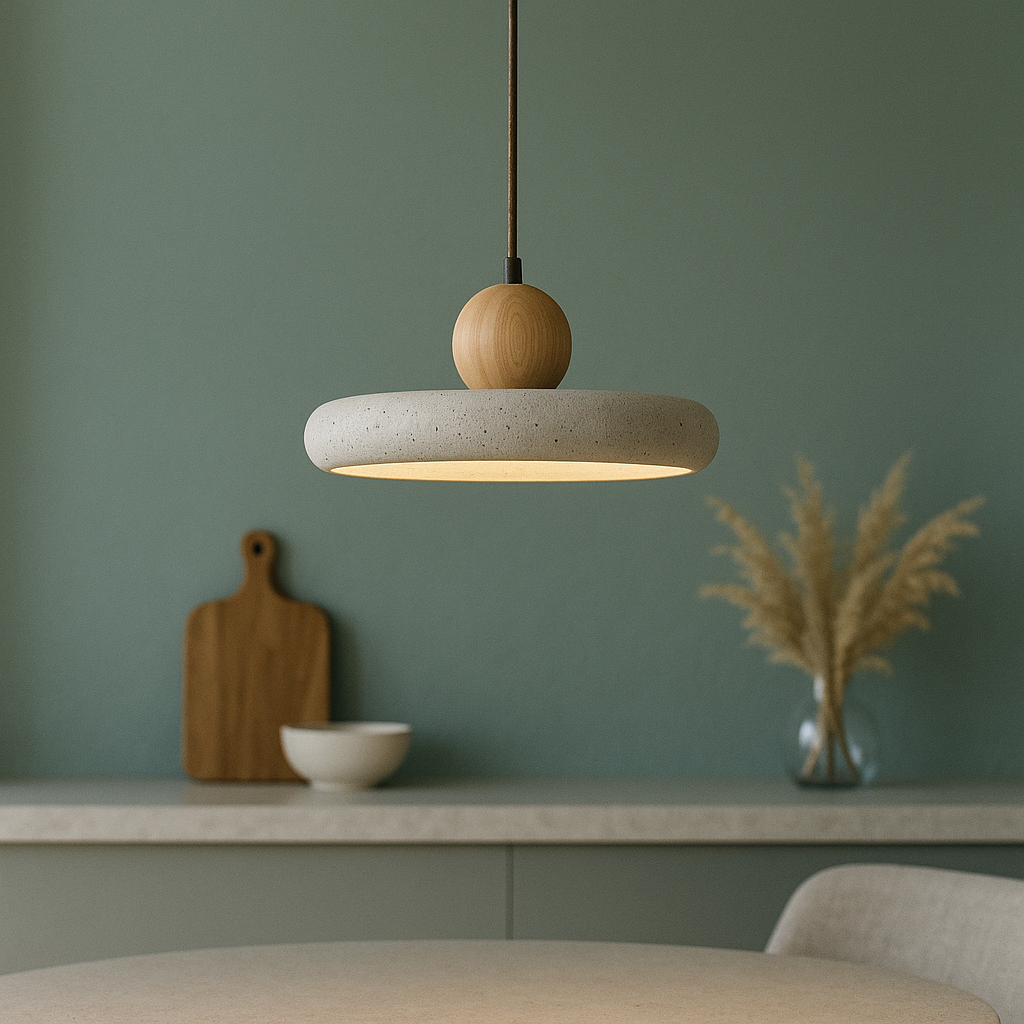 Lampa wisząca z drewna trawertynowego