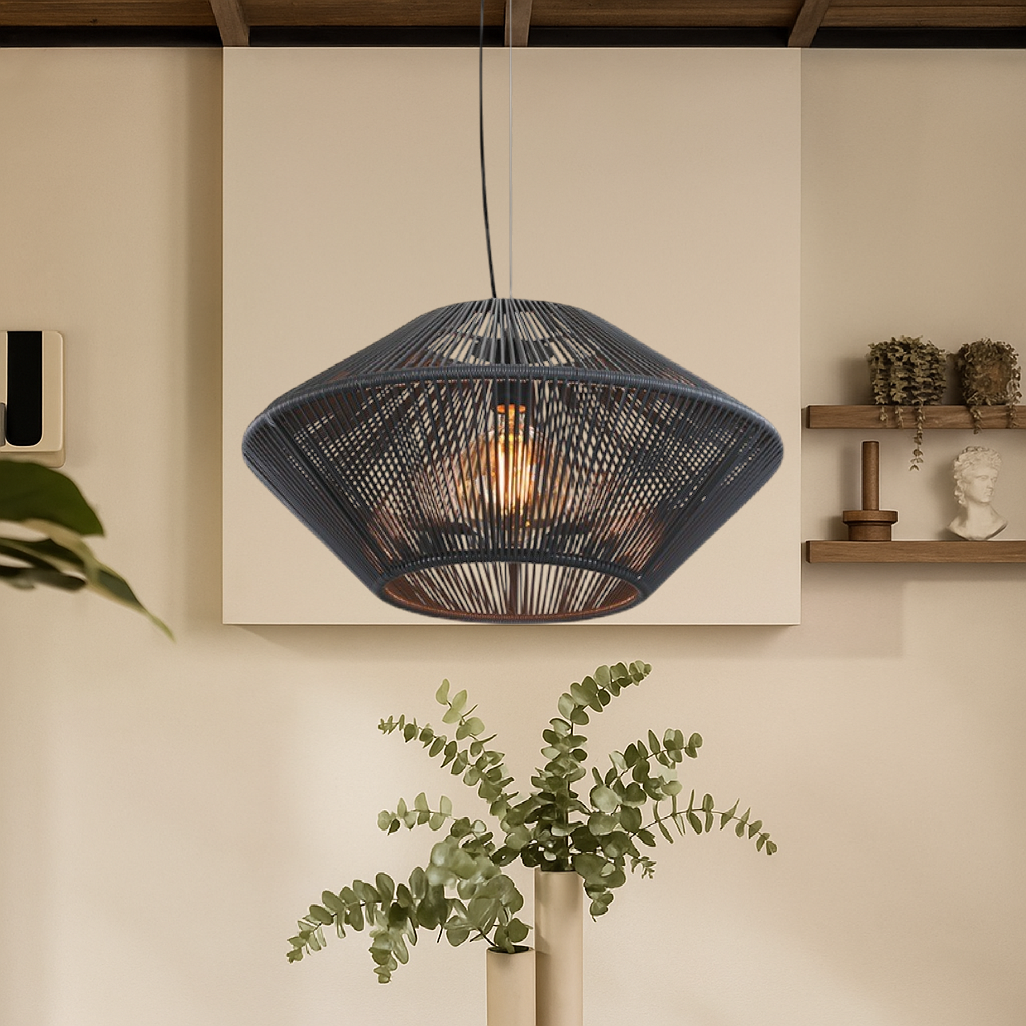 Ręcznie tkana lampa wisząca