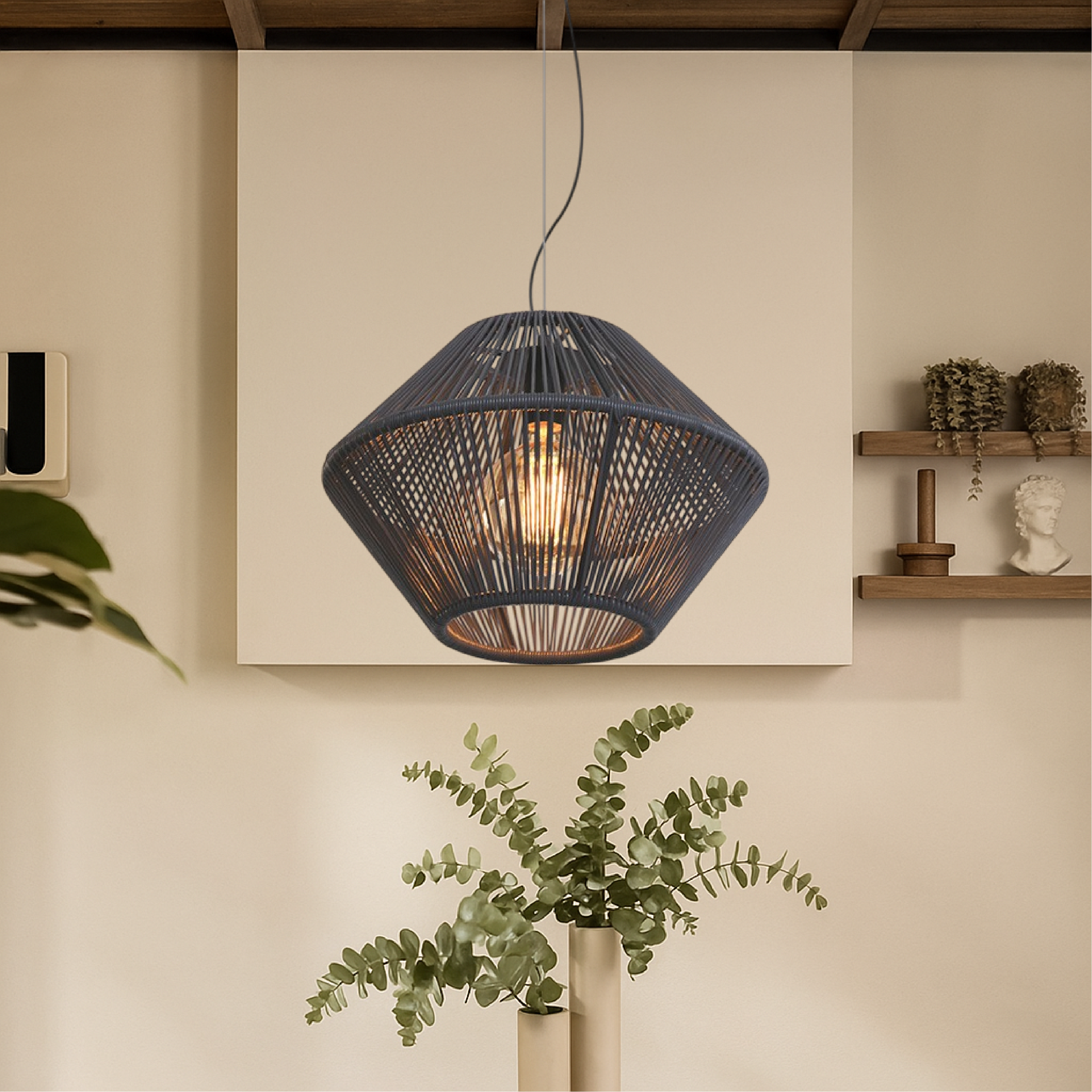 Ręcznie tkana lampa wisząca