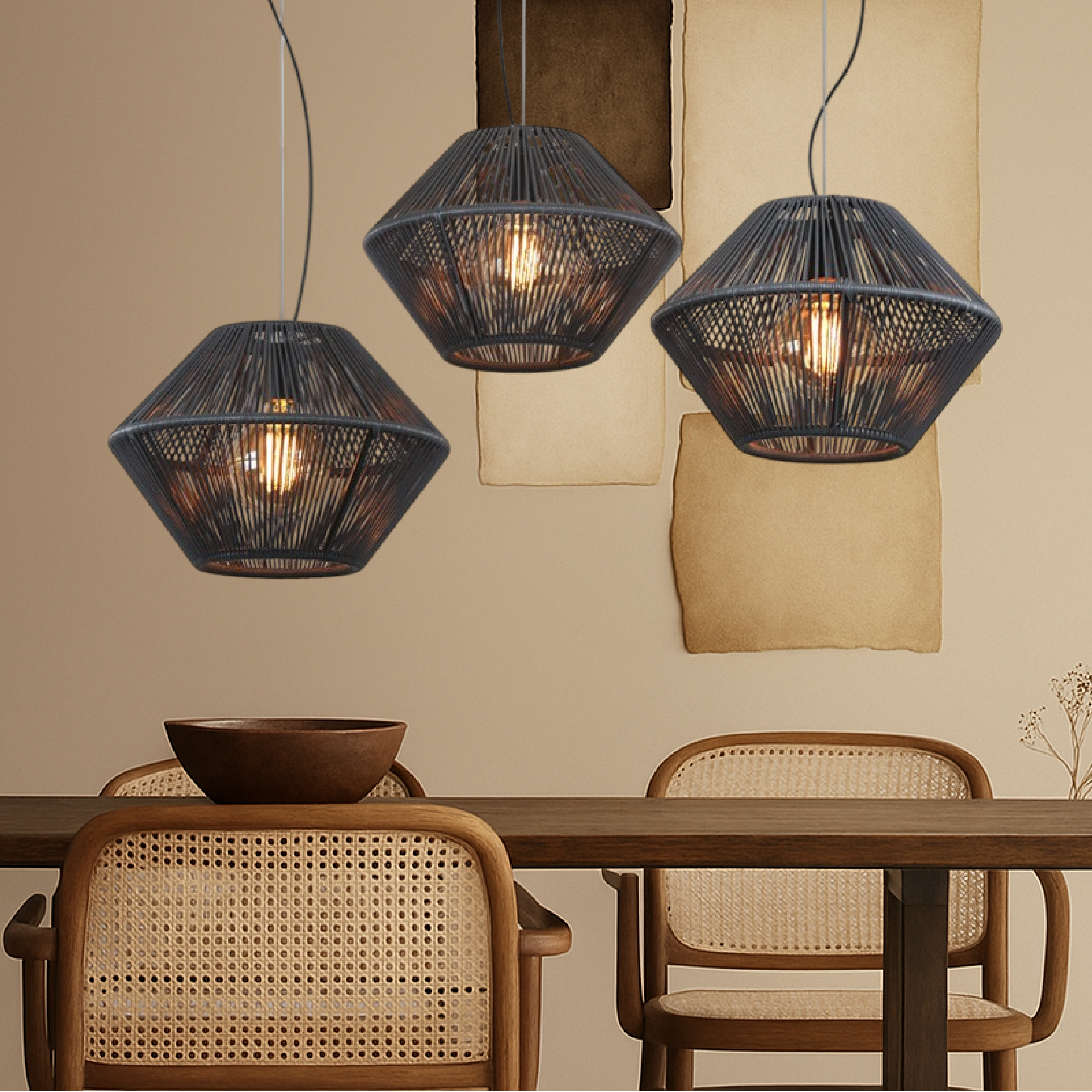 Ręcznie tkana lampa wisząca