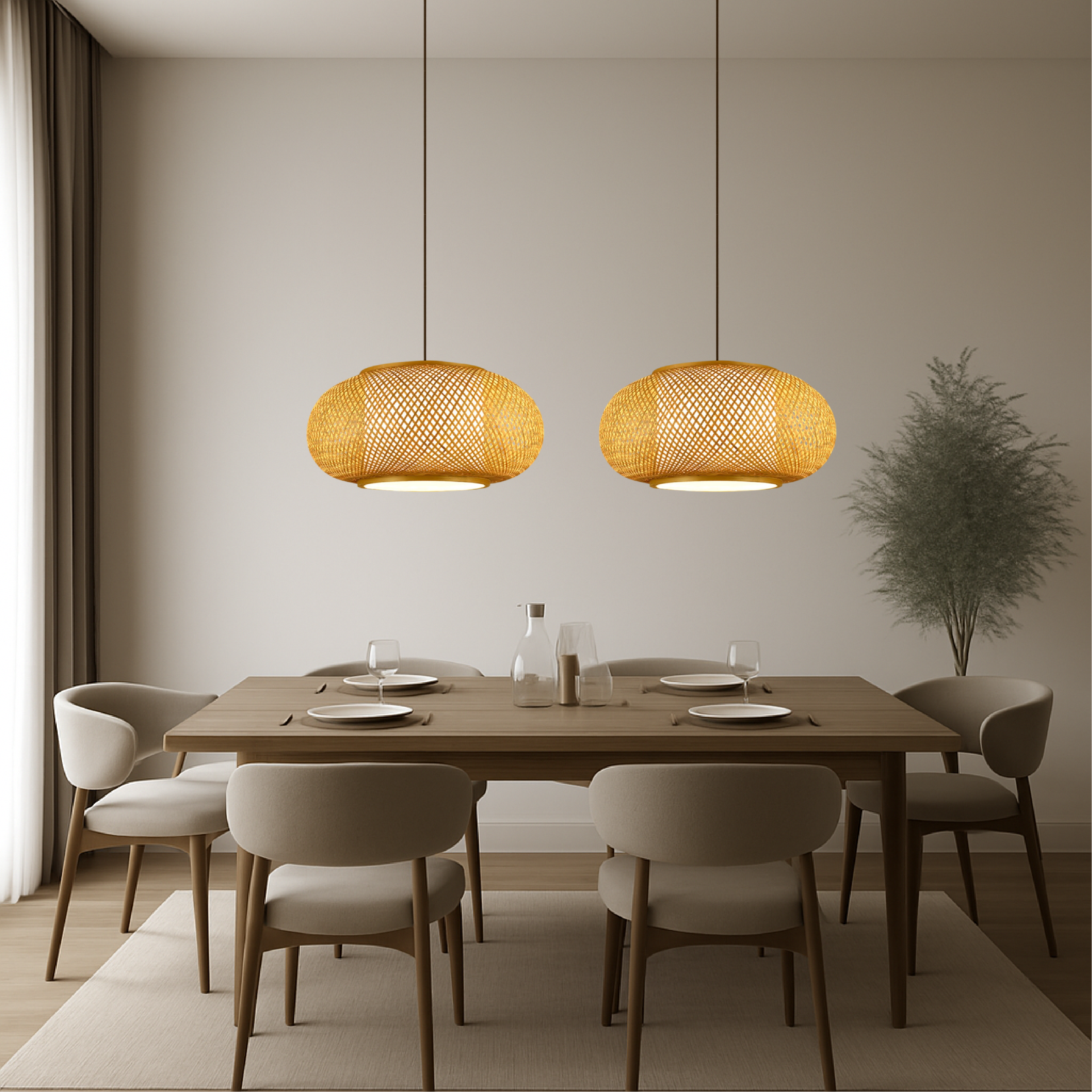 Bambusowa lampa wisząca Hansens