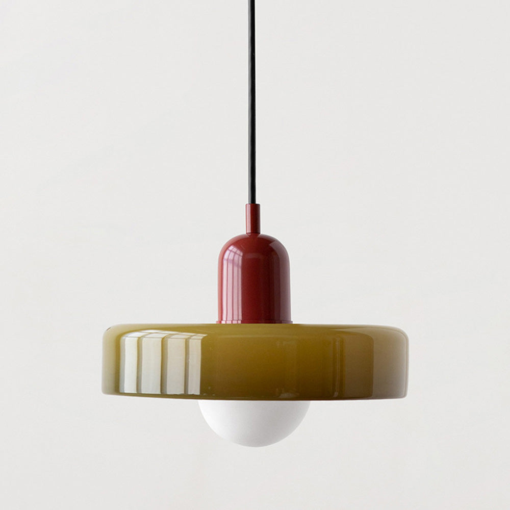Lampa wisząca z kolorowego szkła Bauhaus