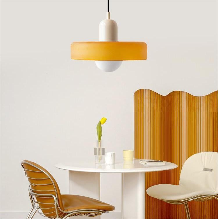 Lampa wisząca z kolorowego szkła Bauhaus