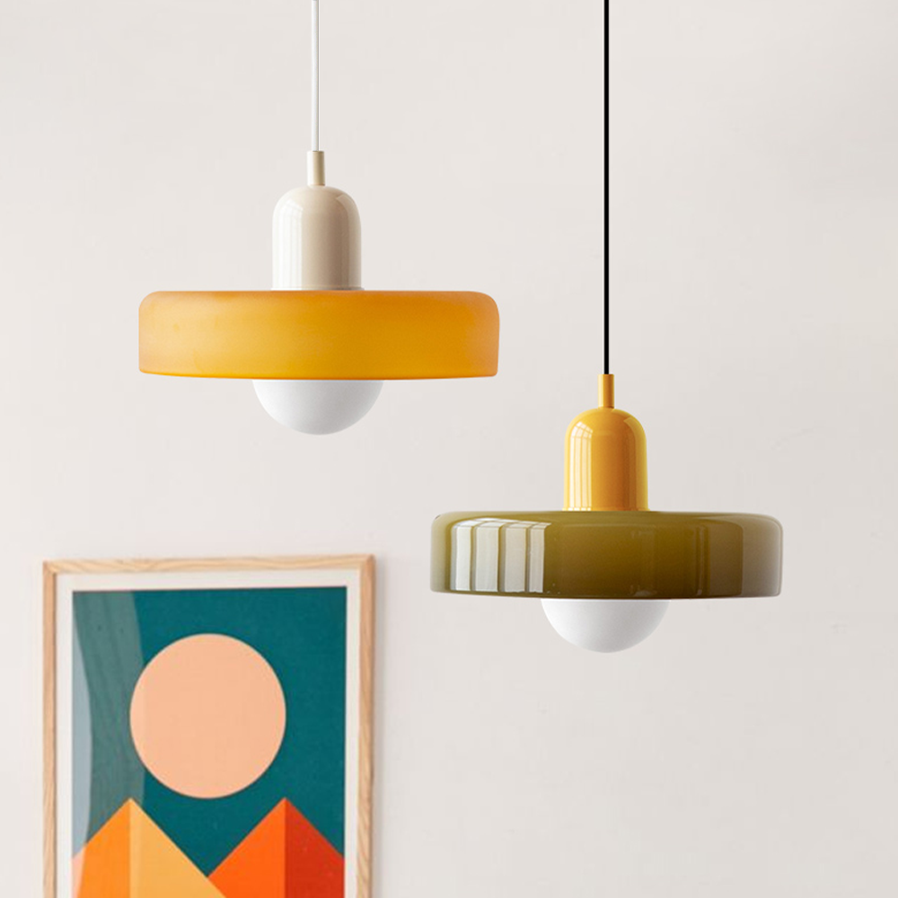 Lampa wisząca z kolorowego szkła Bauhaus