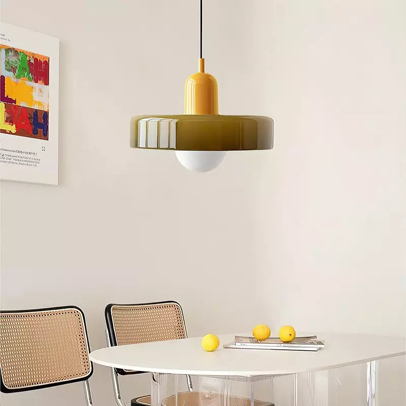 Lampa wisząca z kolorowego szkła Bauhaus