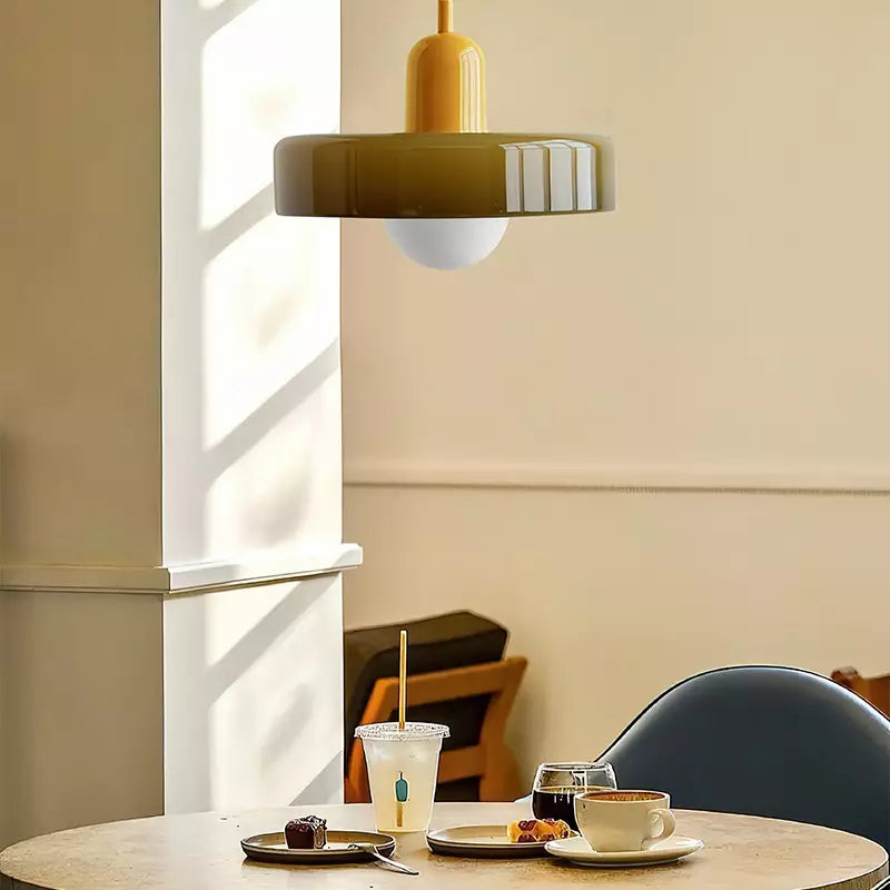 Lampa wisząca z kolorowego szkła Bauhaus