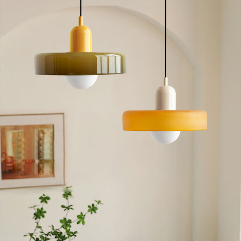 Lampa wisząca z kolorowego szkła Bauhaus