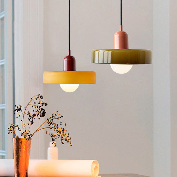 Lampa wisząca z kolorowego szkła Bauhaus