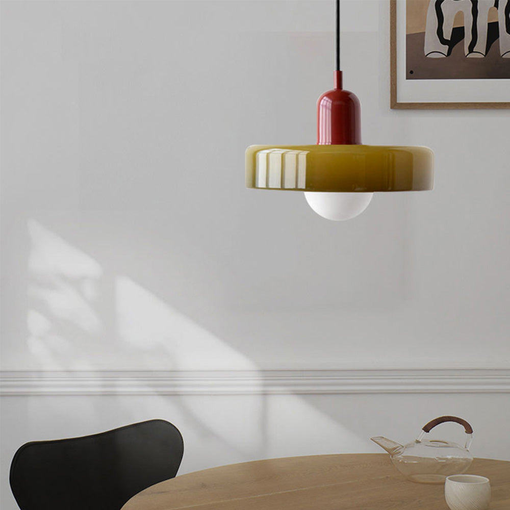 Lampa wisząca z kolorowego szkła Bauhaus