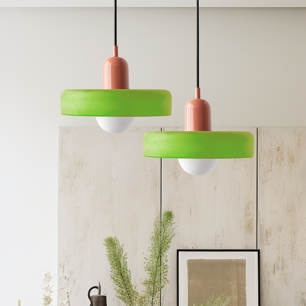 Lampa wisząca z kolorowego szkła Bauhaus