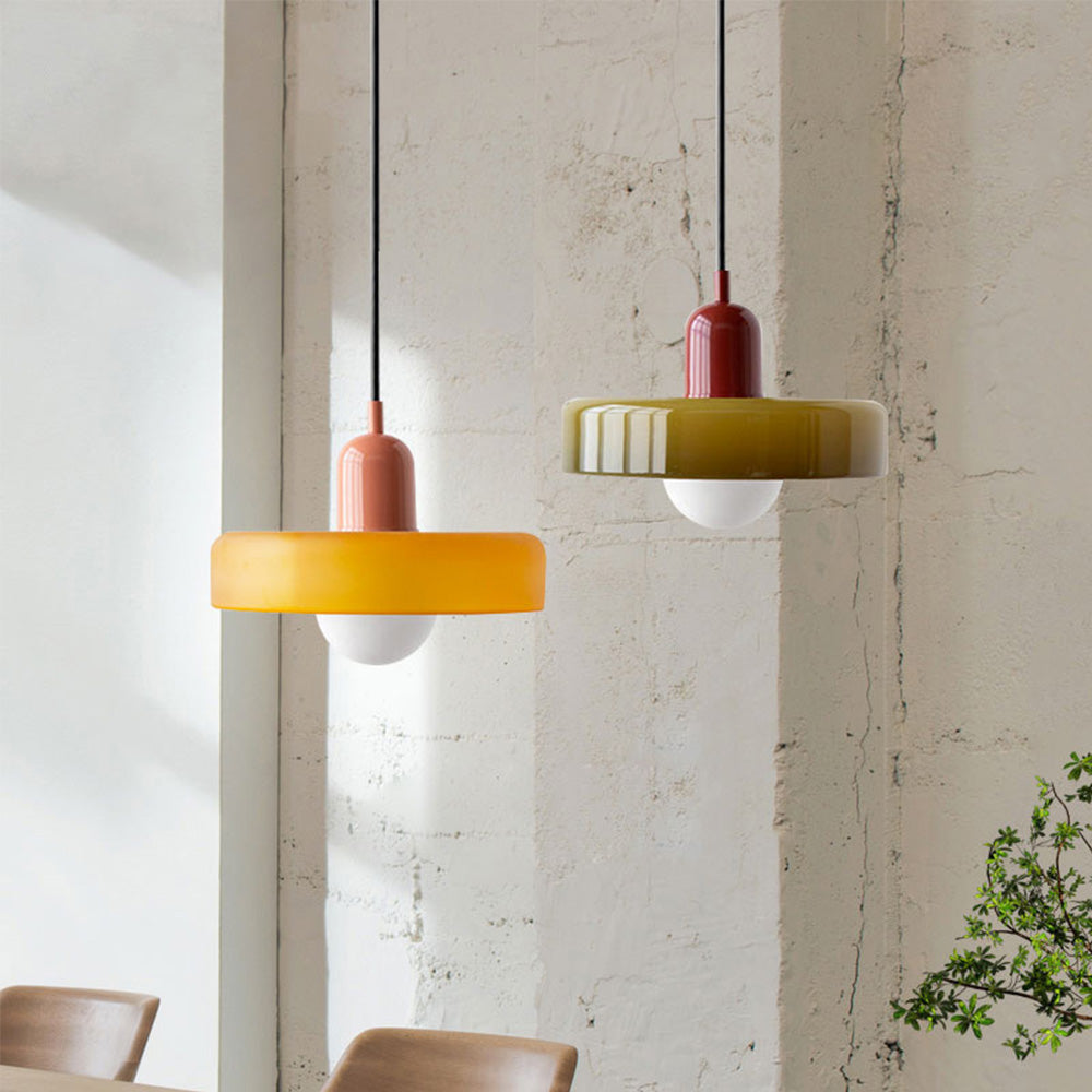 Lampa wisząca z kolorowego szkła Bauhaus