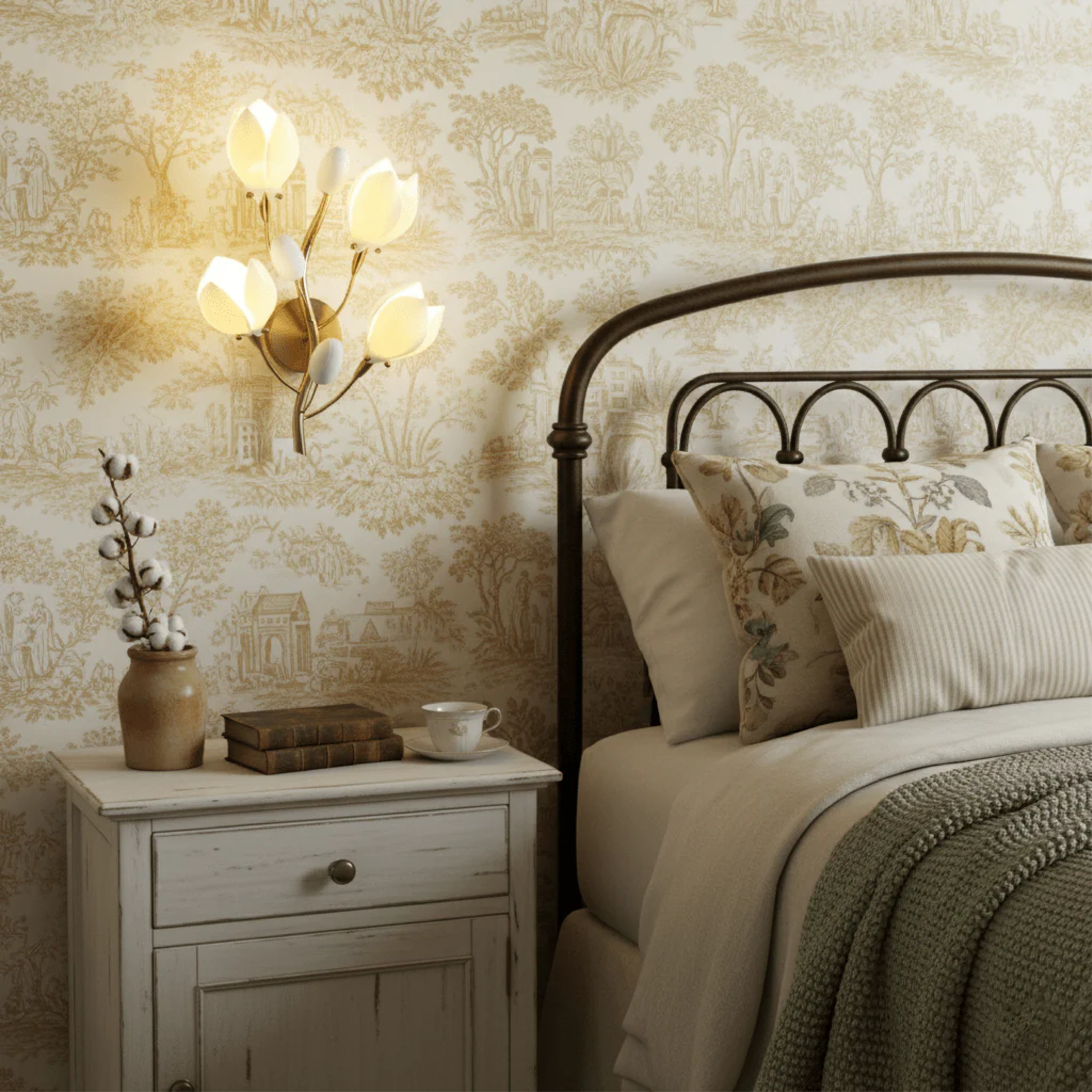 Ceramiczna lampa ścienna w kształcie kwiatu