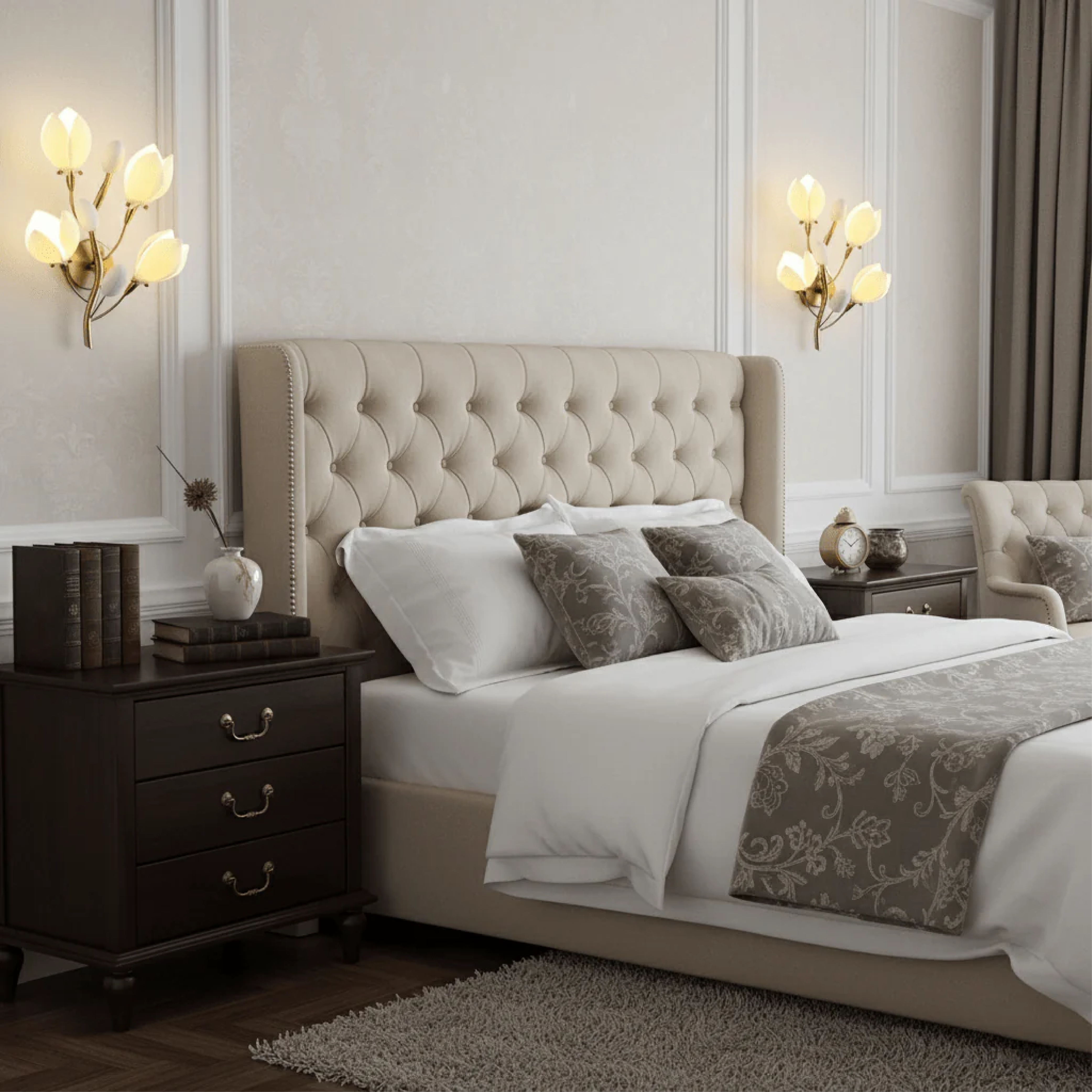 Ceramiczna lampa ścienna w kształcie kwiatu