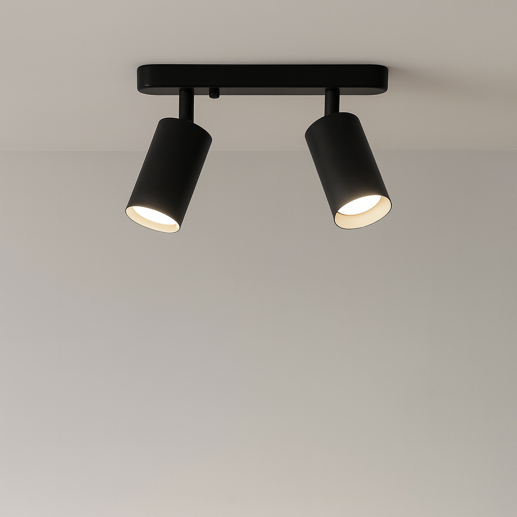 Obrotowa sufitowa lampa punktowa z 2 głowicami