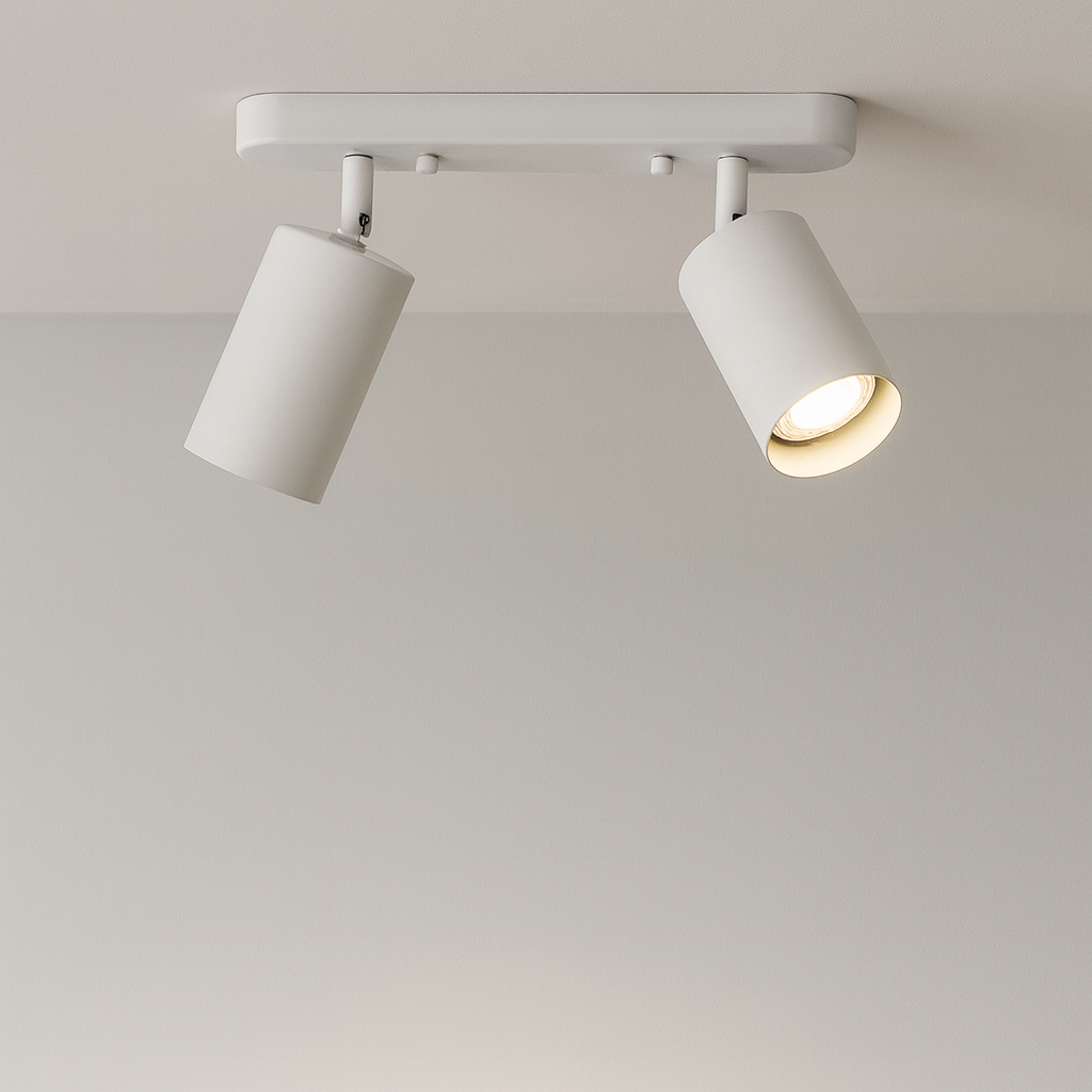 Obrotowa sufitowa lampa punktowa z 2 głowicami