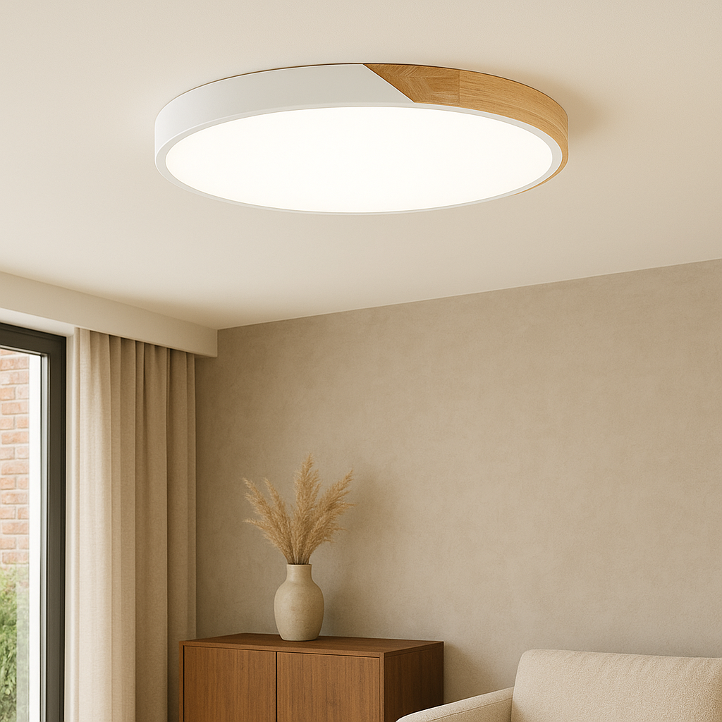 Skandynawska drewniana lampa sufitowa