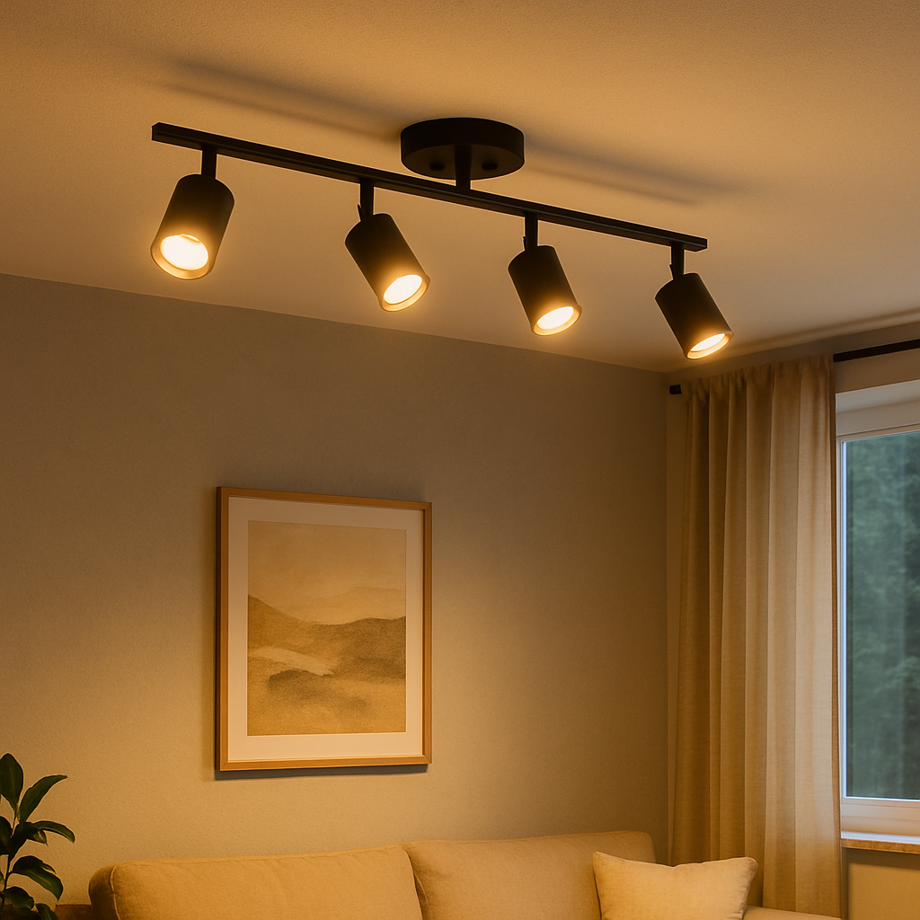 Nowoczesna lampa sufitowa z 4 głowicami