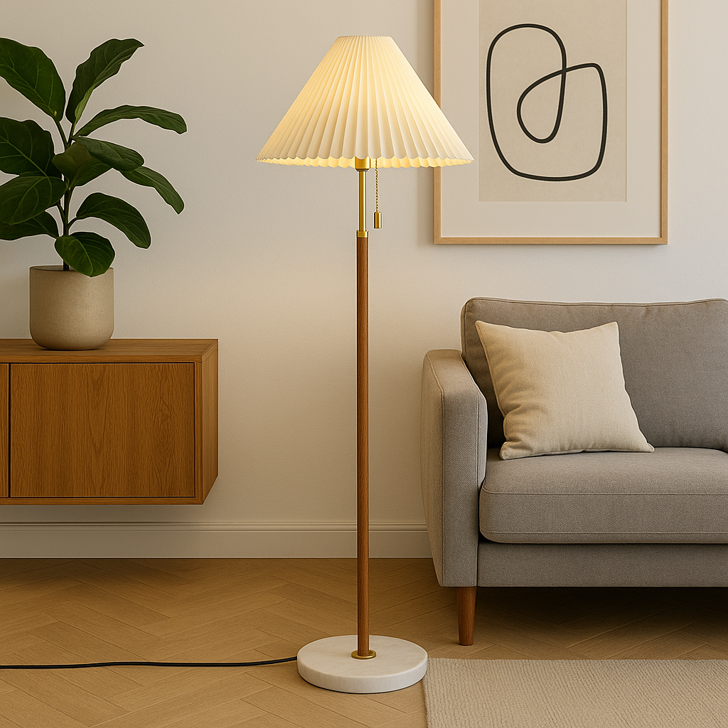Drewniana lampa podłogowa Yrus Vintage