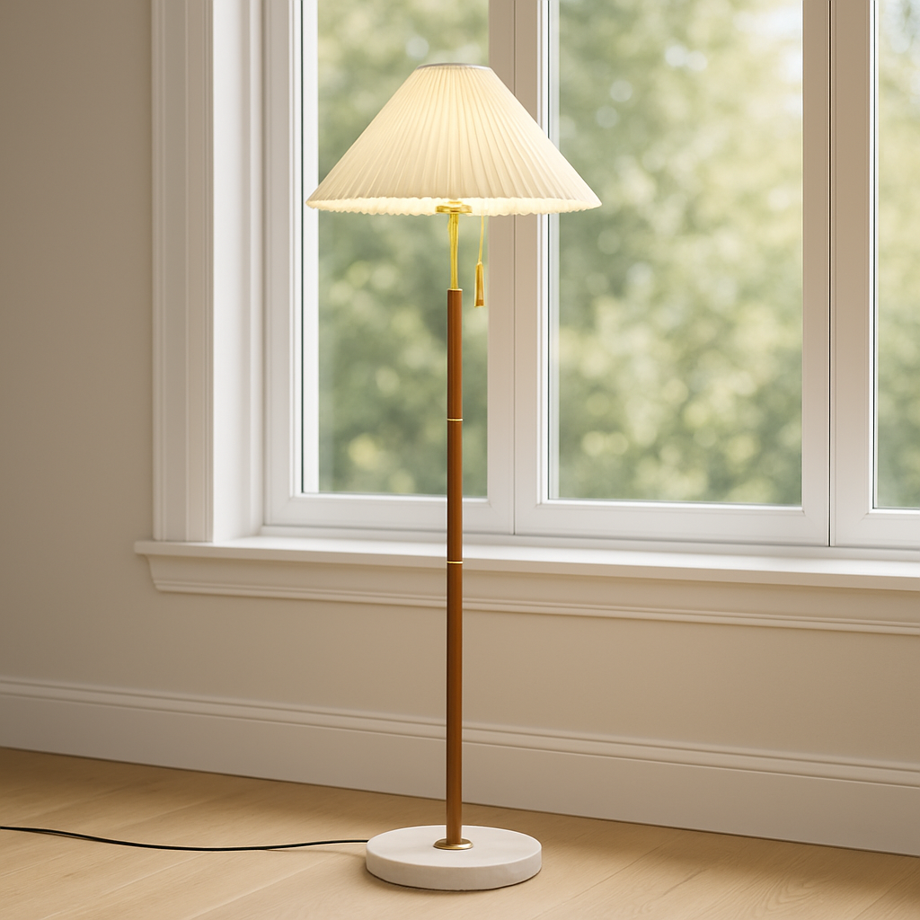 Drewniana lampa podłogowa Yrus Vintage