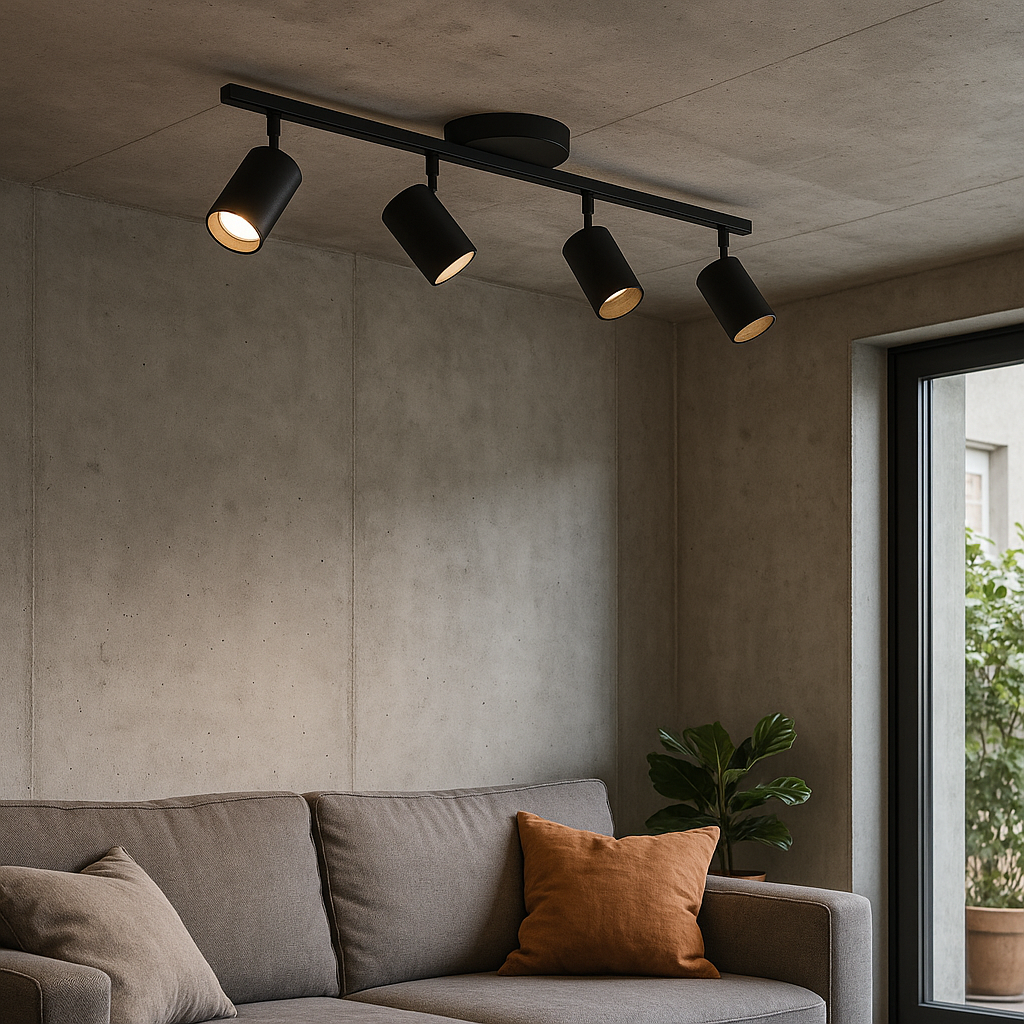 Nowoczesna lampa sufitowa z 4 głowicami